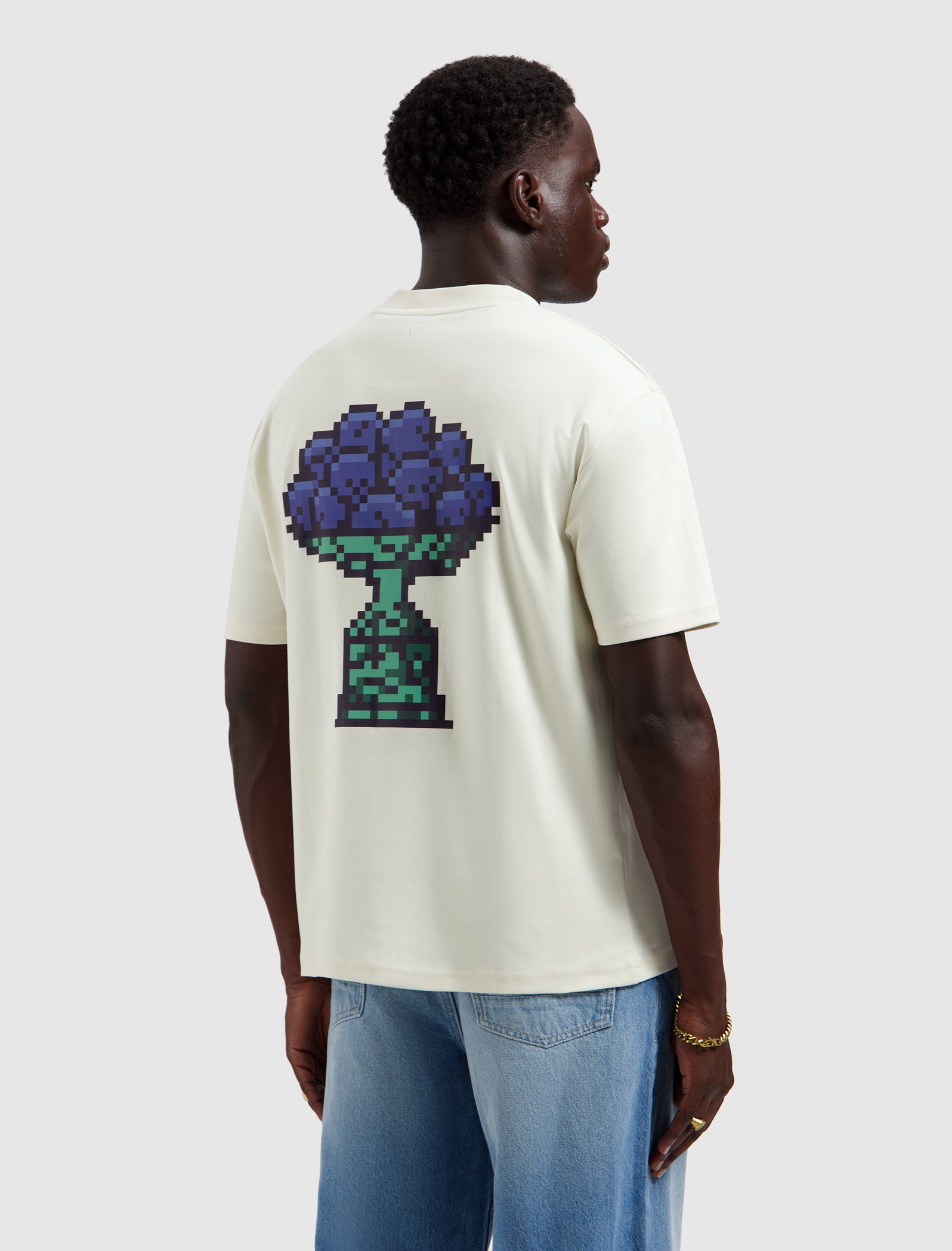 Pixel Fruit Bowl T-shirt | Ecru