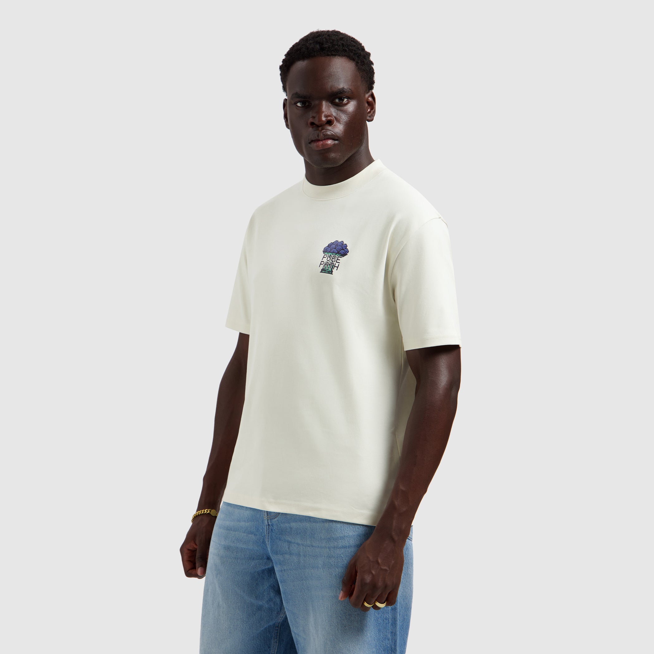 Pixel Fruit Bowl T-shirt | Ecru