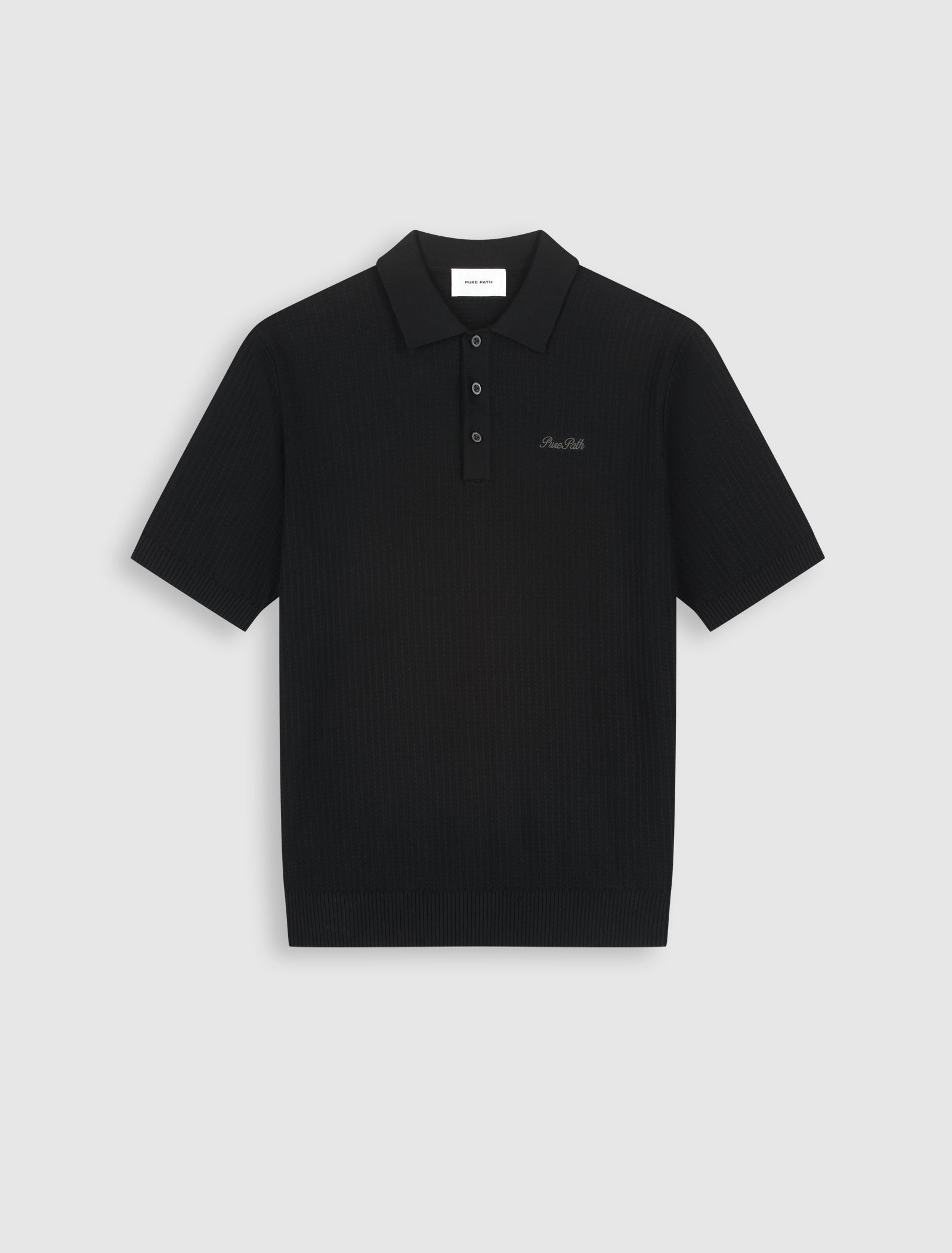 Ladder Stitch Knit Polo | Black