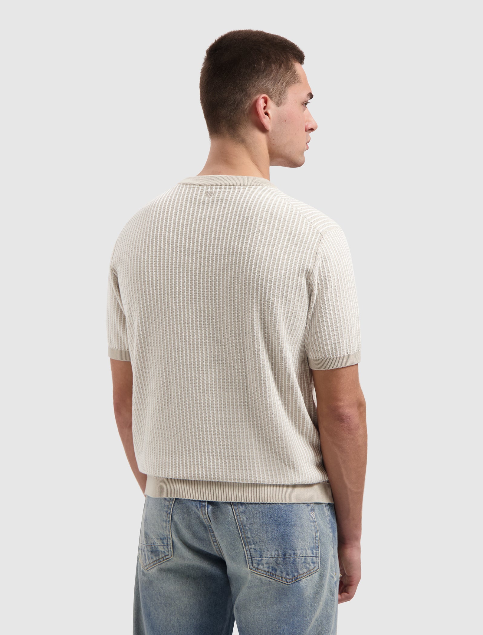 Ladder Stitch Knit T-shirt | Sand