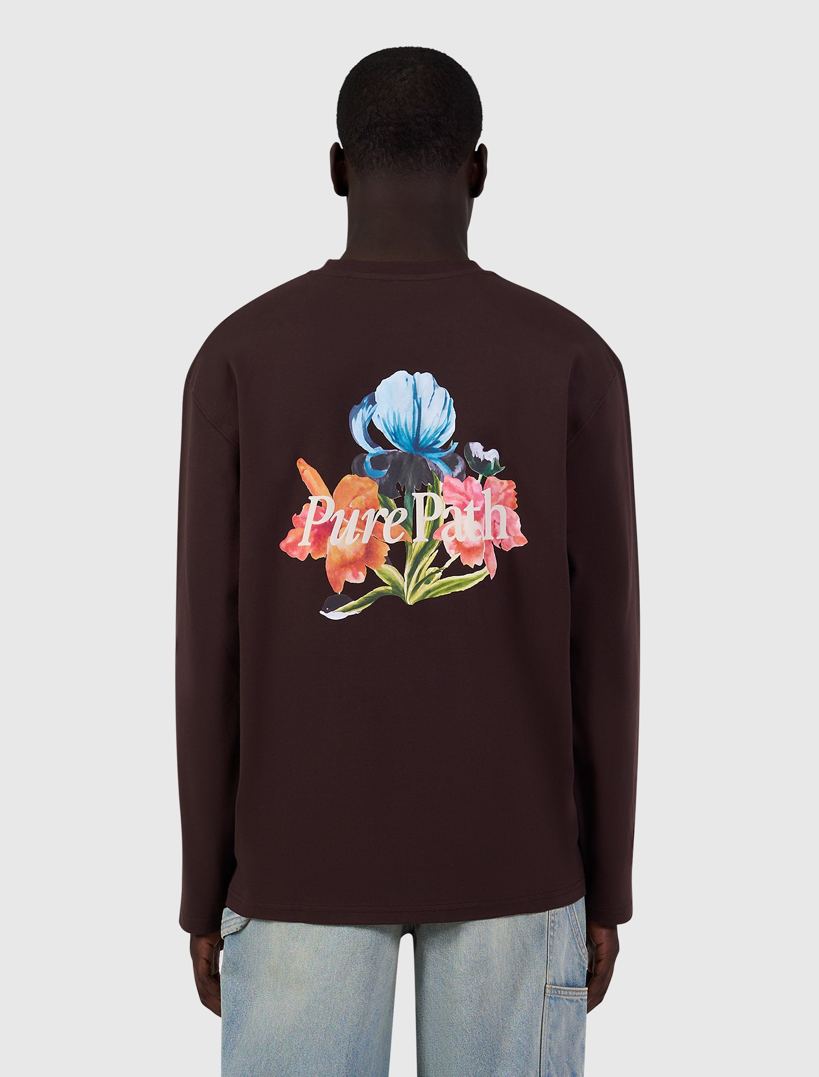Trio of Flowers Longsleeve T-shirt | Dark Brown