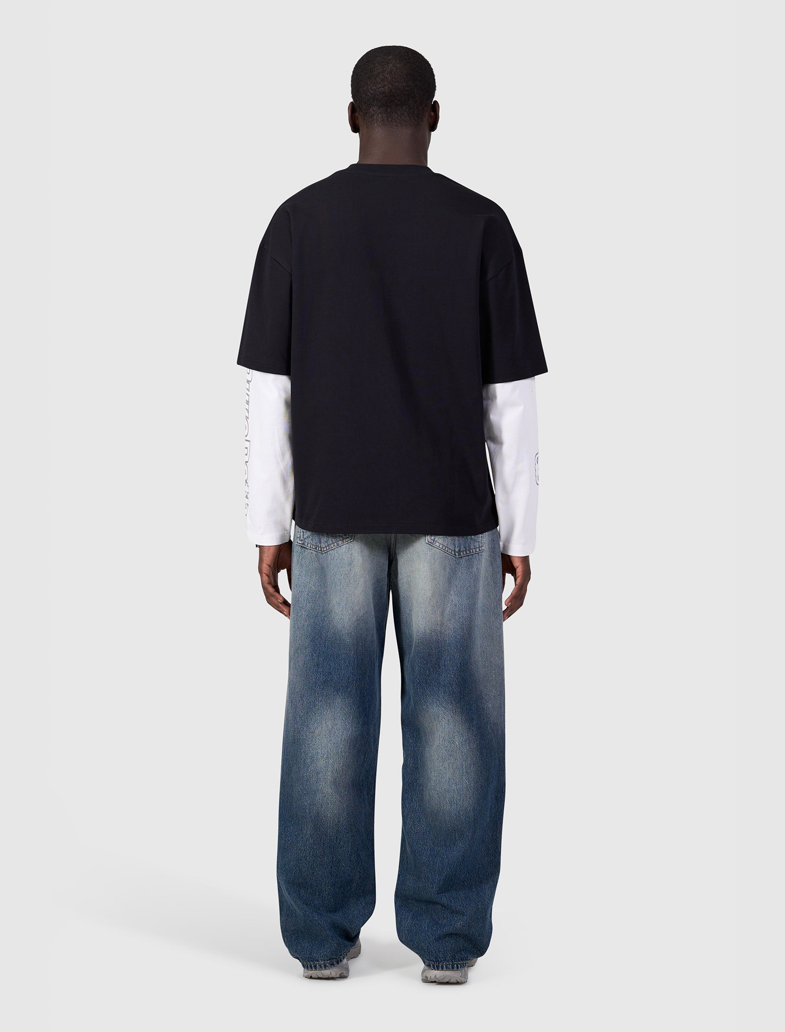 Double Layered Monogram Longsleeve T-shirt | Black