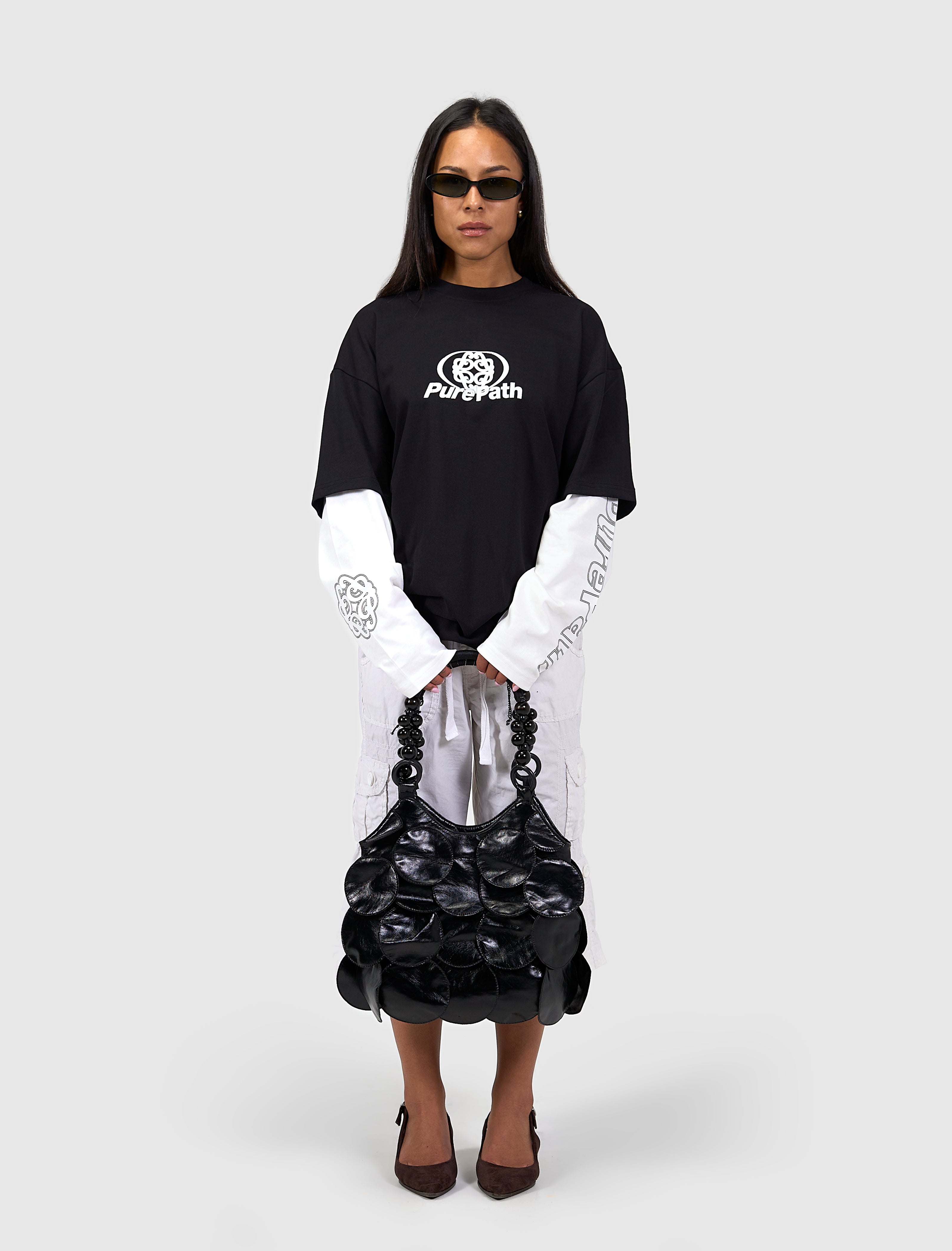 Double Layered Monogram Longsleeve T-shirt | Black