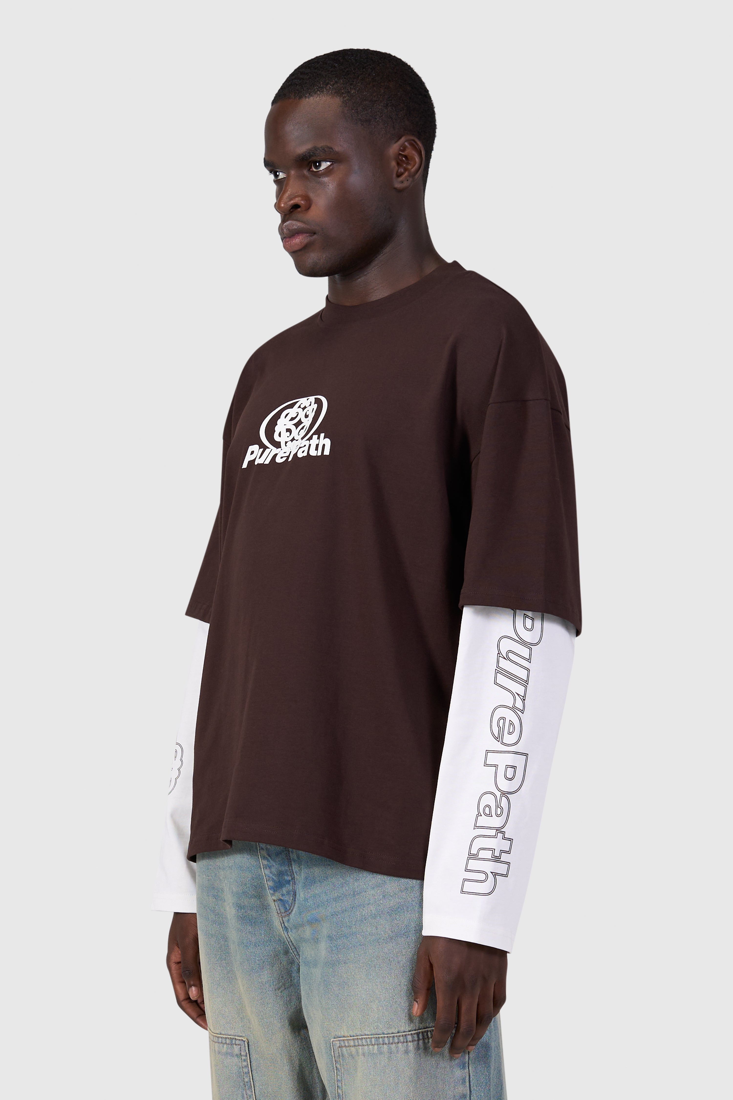 Double Layered Monogram Longsleeve T-shirt | Dark Brown