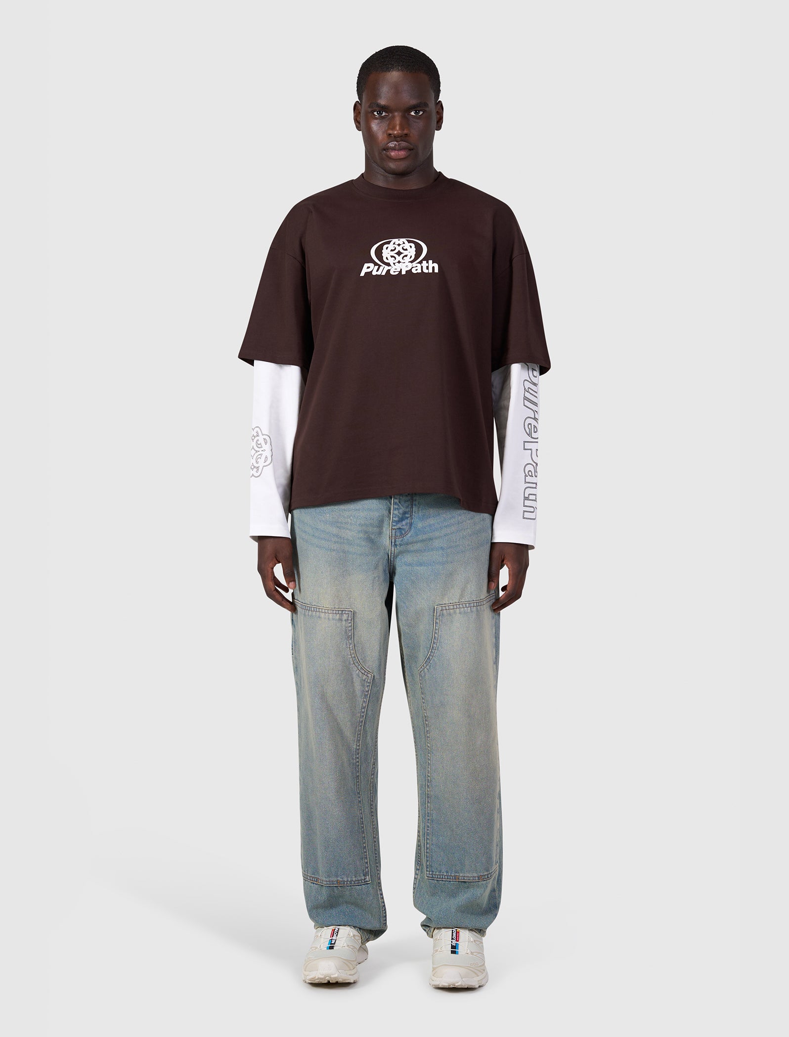 Double Layered Monogram Longsleeve T-shirt | Dark Brown