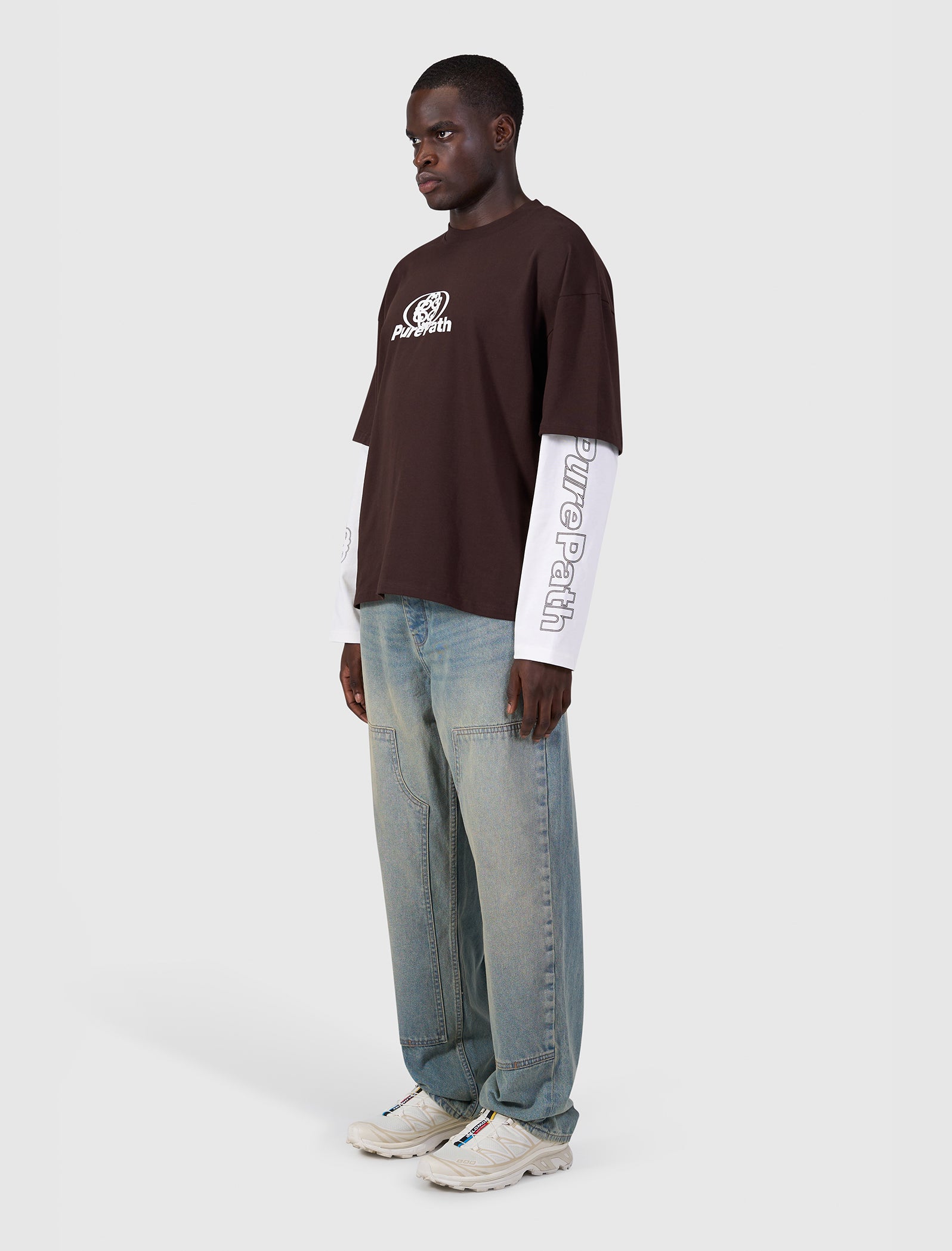 Double Layered Monogram Longsleeve T-shirt | Dark Brown
