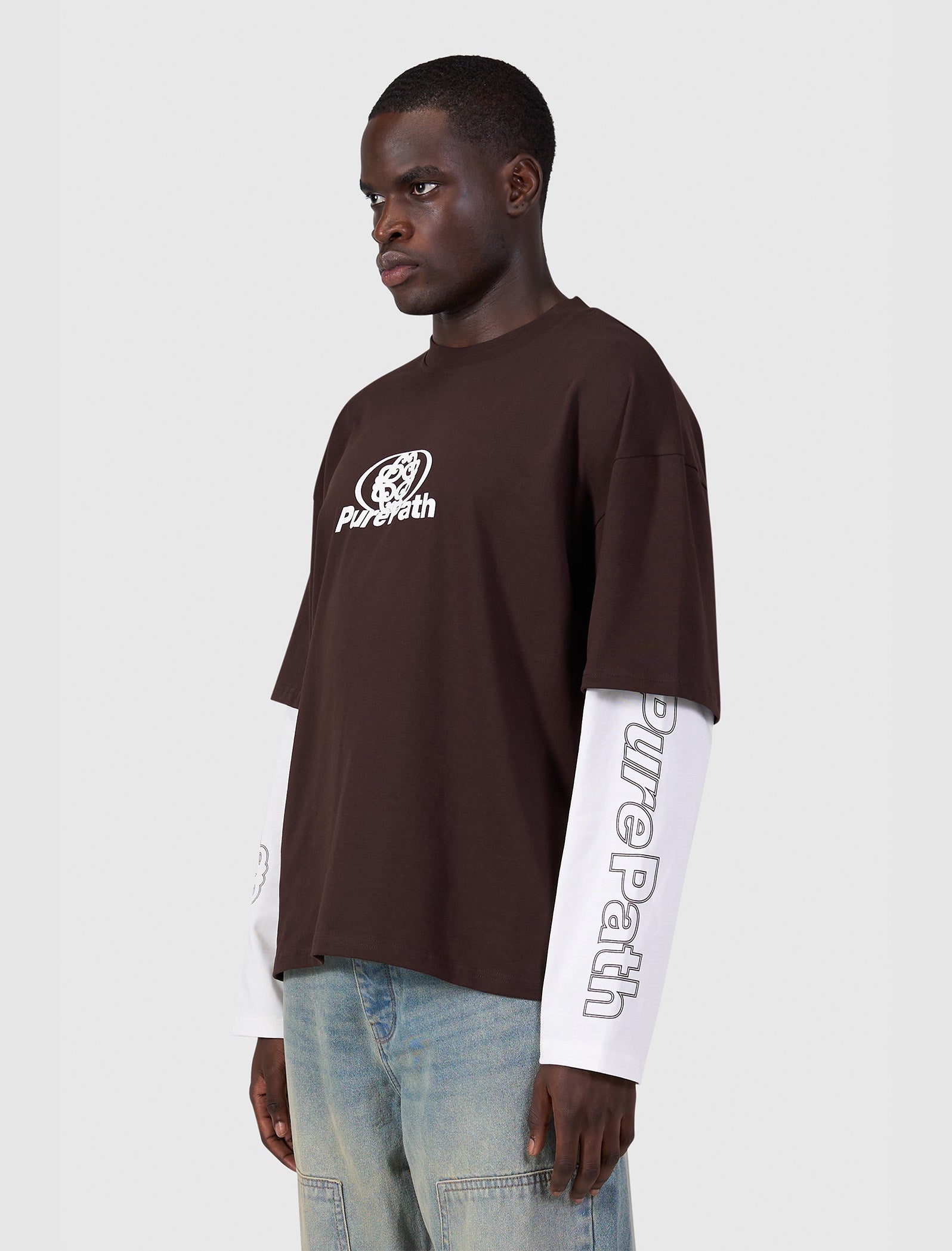Double Layered Monogram Longsleeve T-shirt | Dark Brown