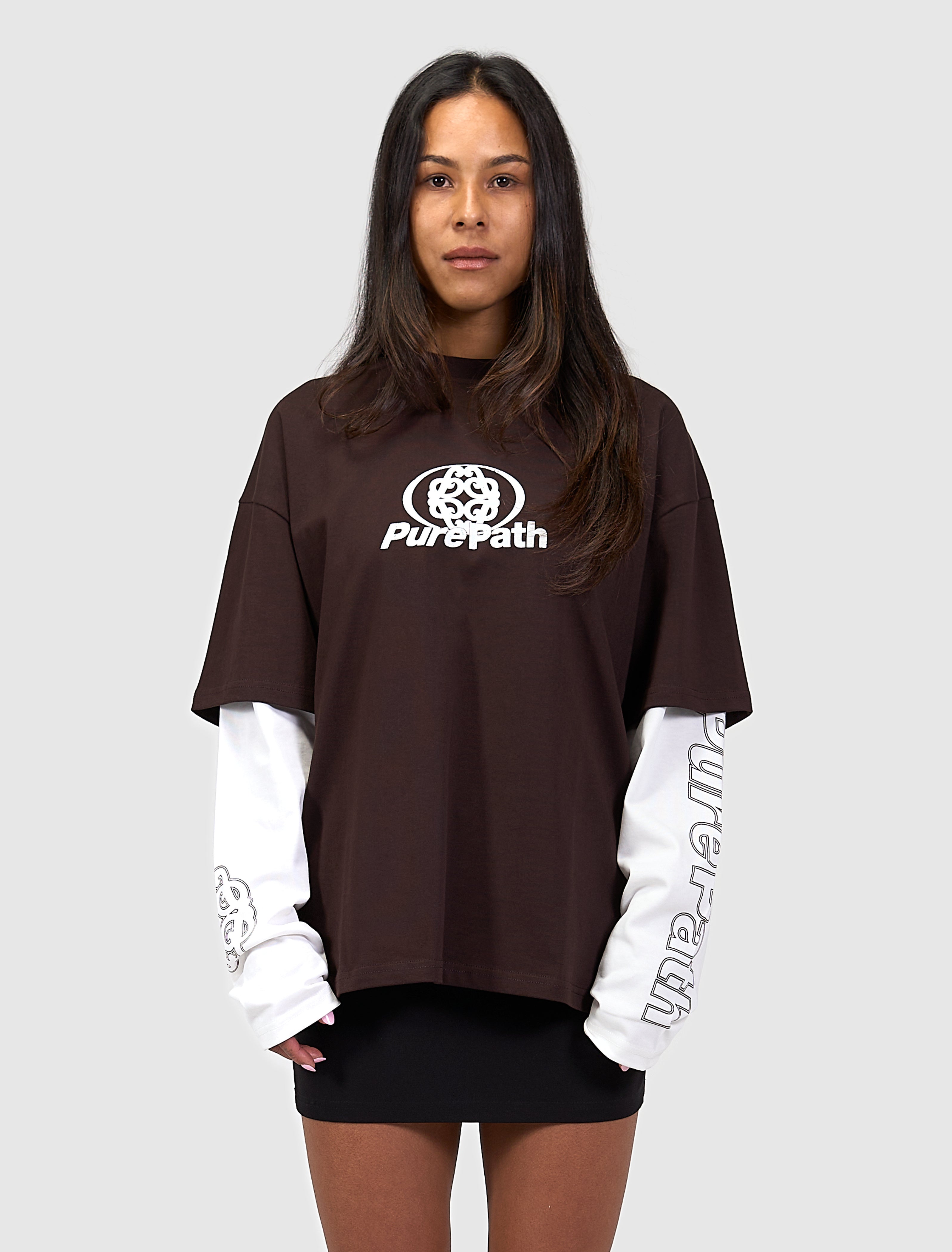 Double Layered Monogram Longsleeve T-shirt | Dark Brown