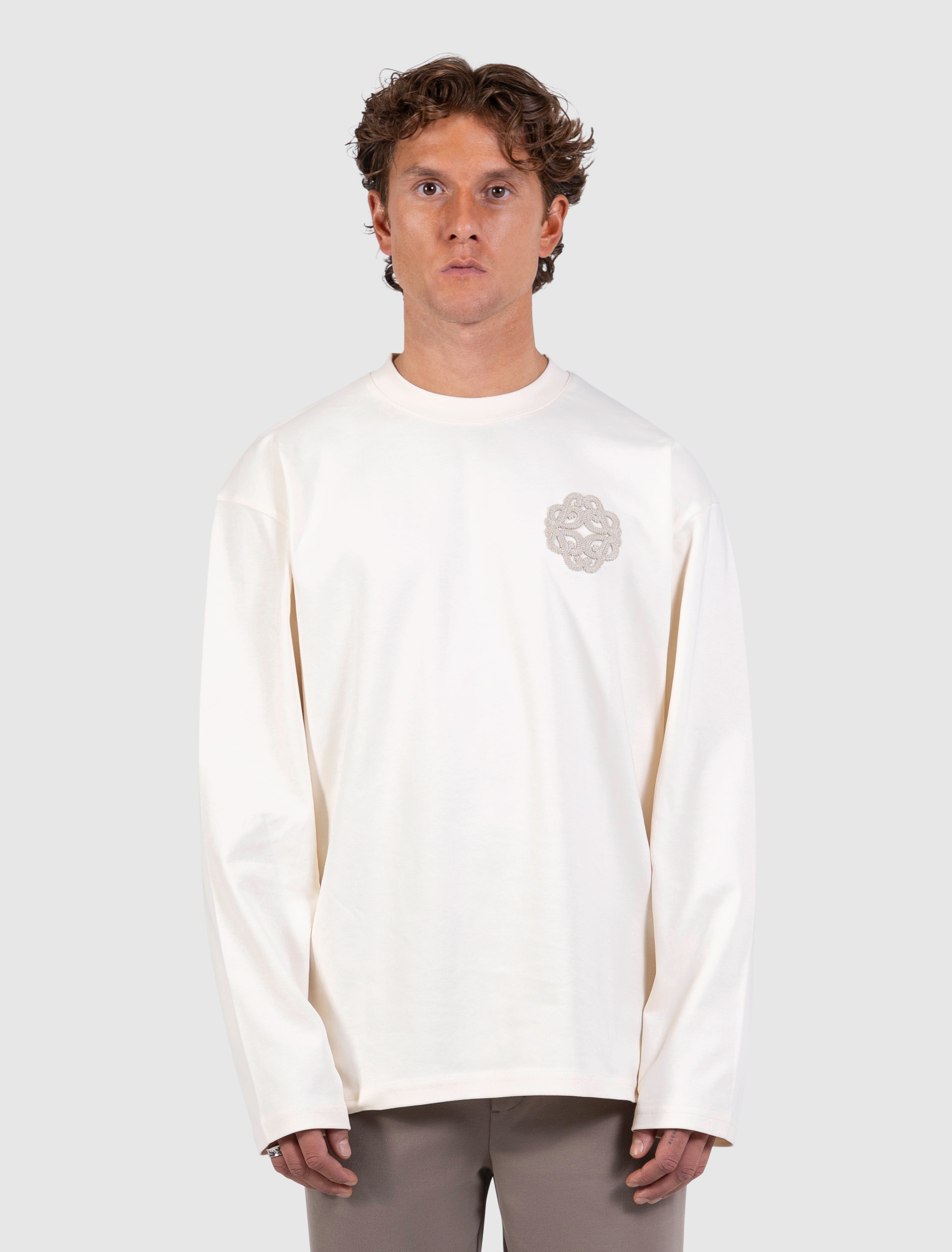 Emblem Badge Longsleeve T-shirt | Ecru