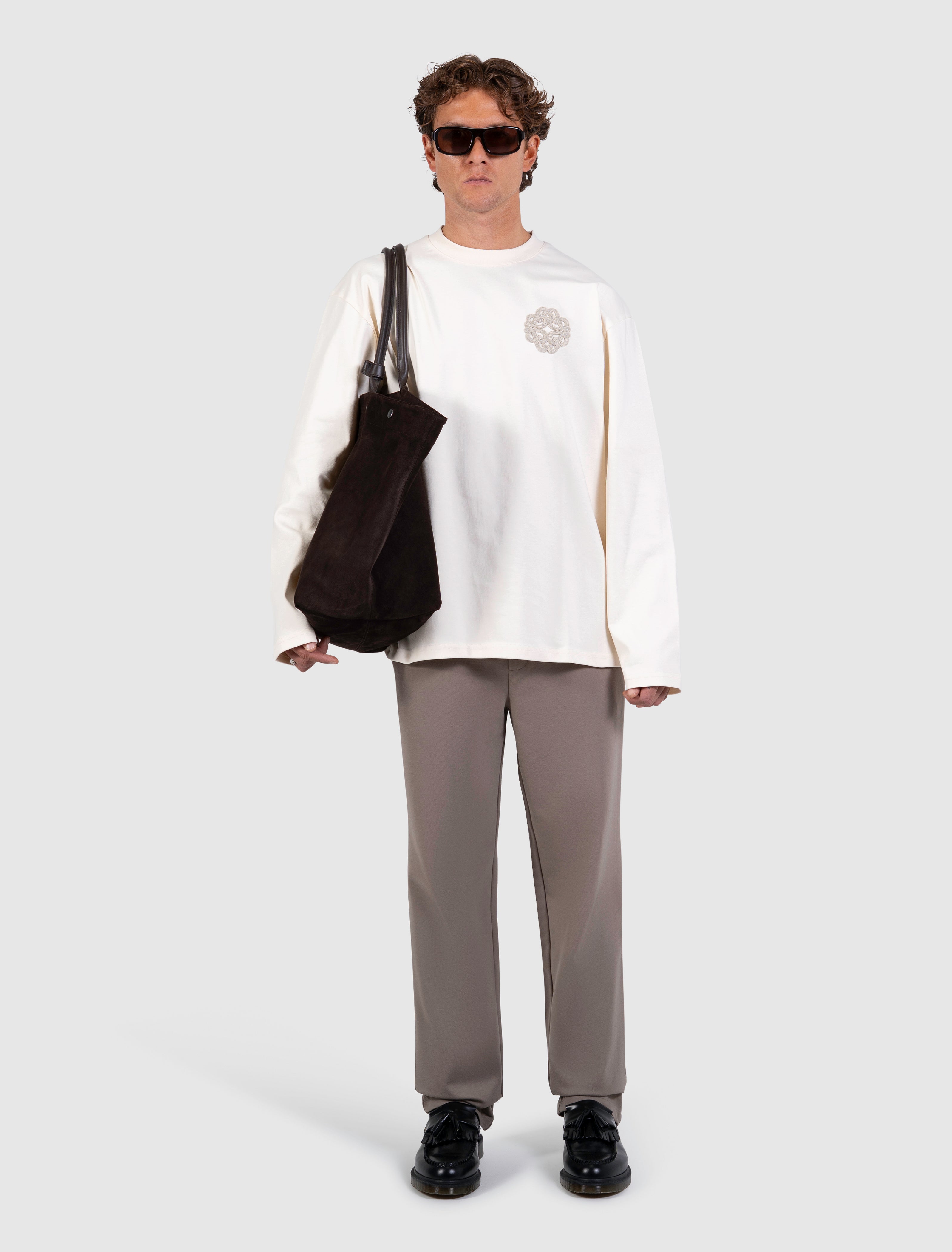 Emblem Badge Longsleeve T-shirt | Ecru