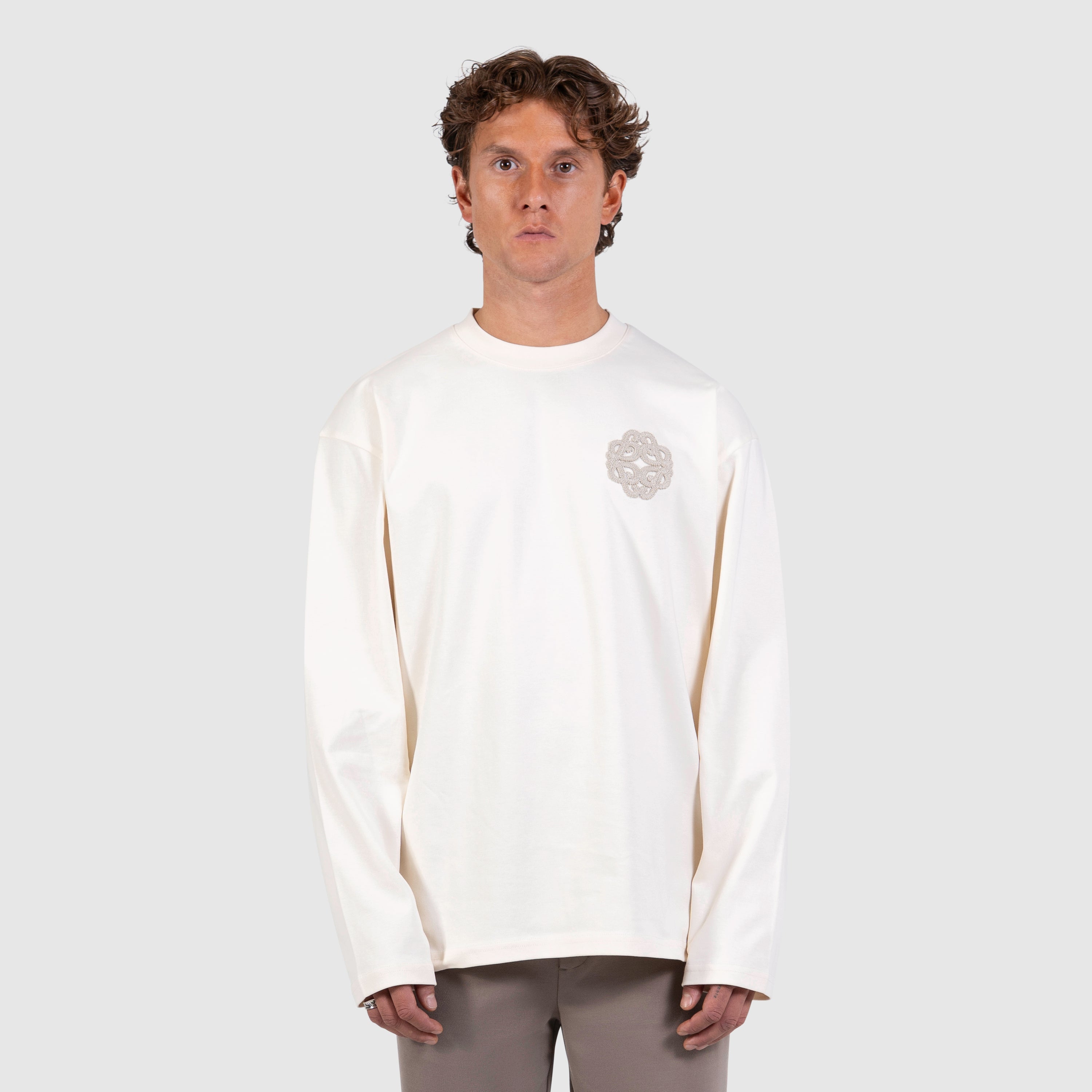 Emblem Badge Longsleeve T-shirt | Ecru