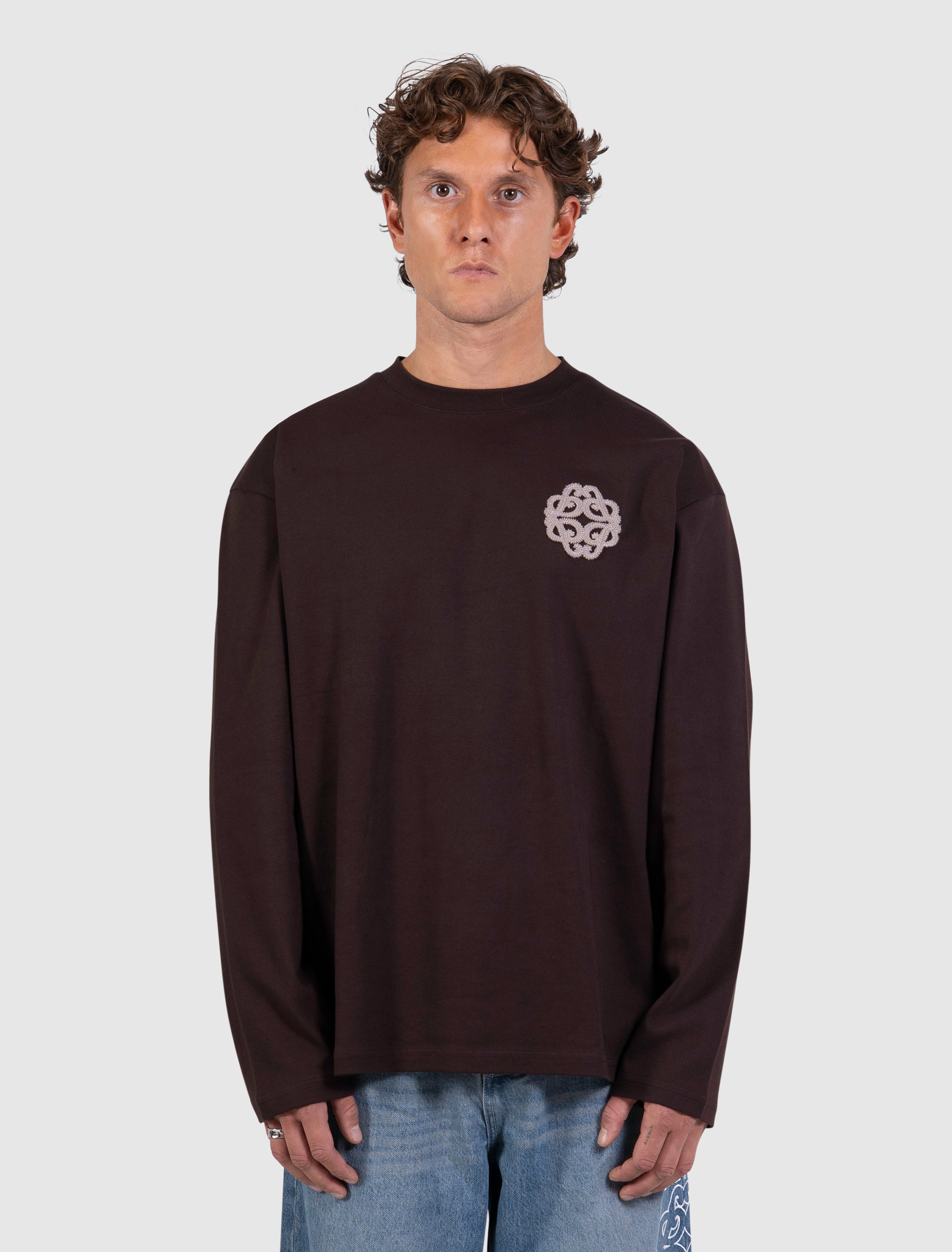 Emblem Badge Longsleeve T-shirt | Dark Brown
