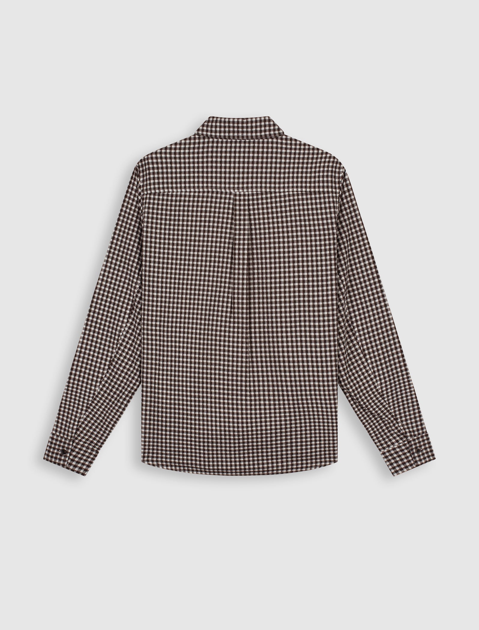 Checked Seersucker Emblem Shirt | Dark Brown