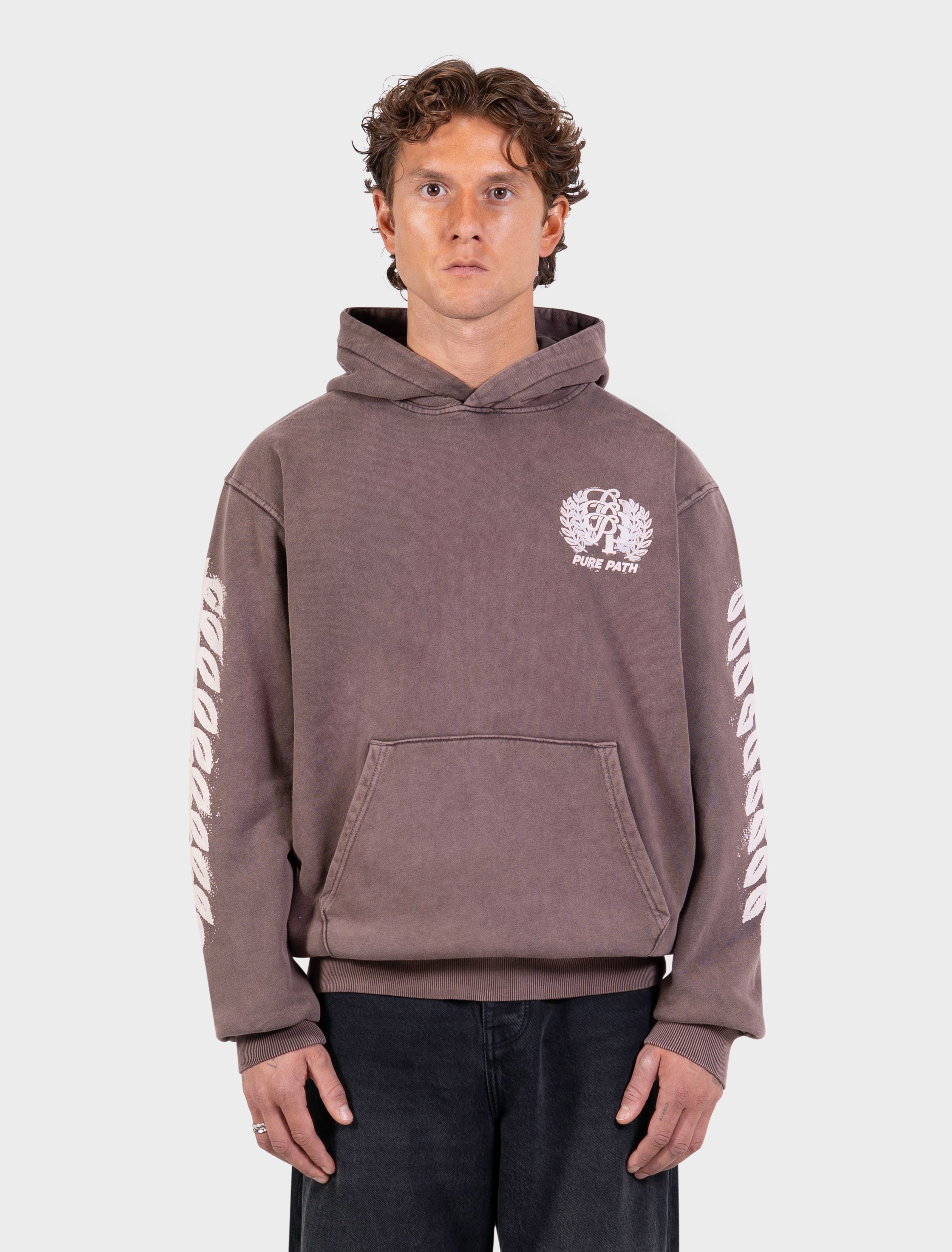 Faded Leaves Hoodie | Dark Brown