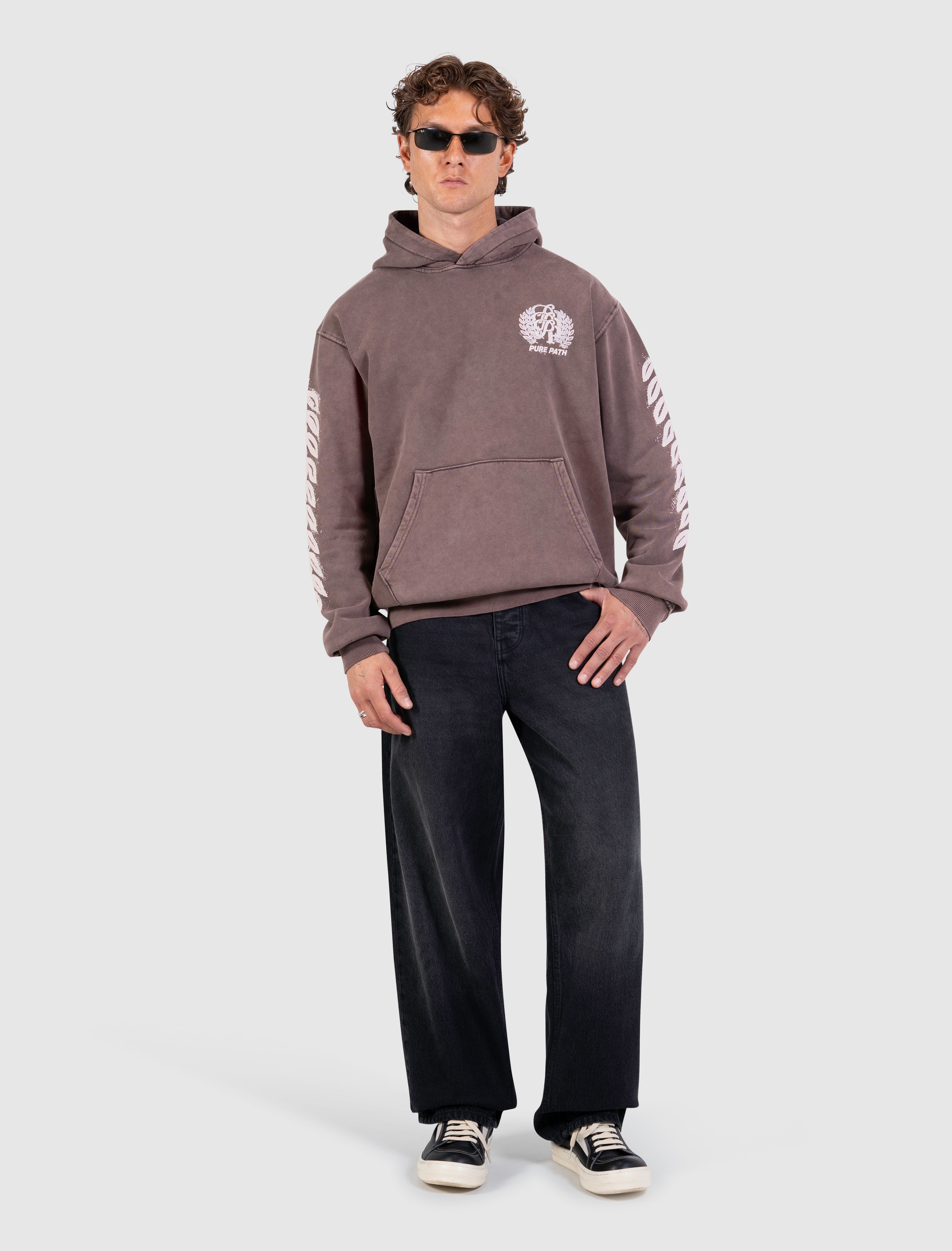 Faded Leaves Hoodie | Dark Brown