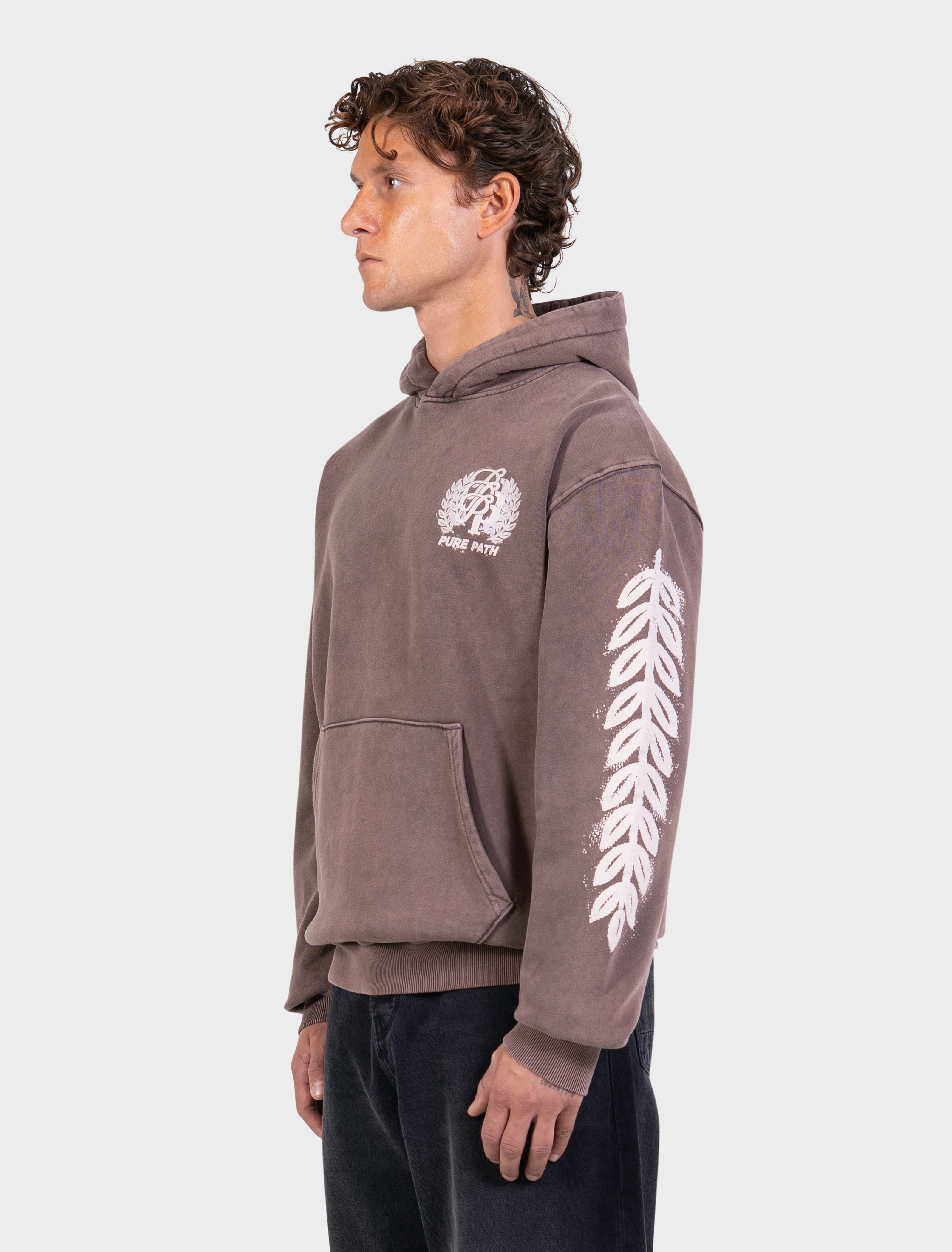 Faded Leaves Hoodie | Dark Brown