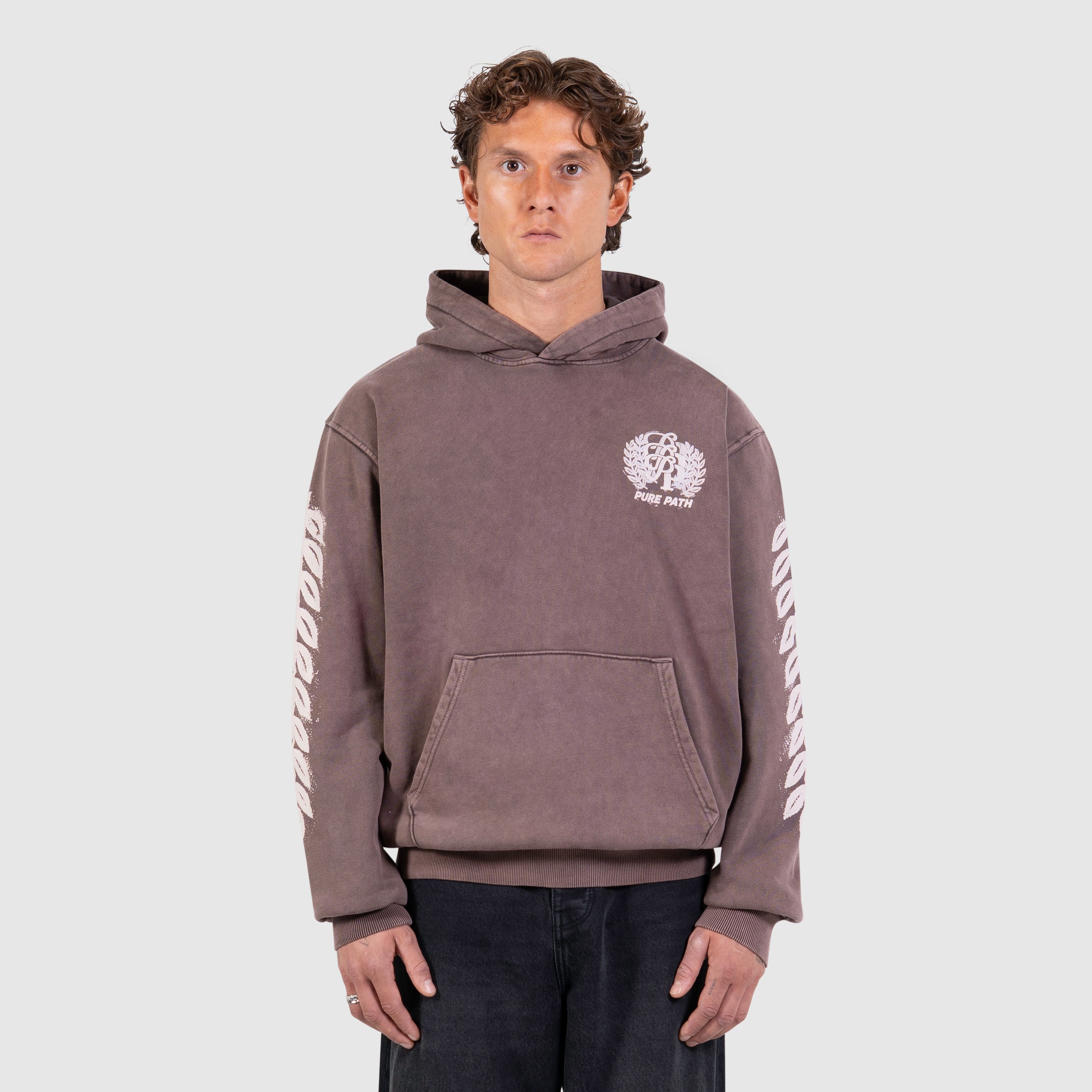 Faded Leaves Hoodie | Dark Brown