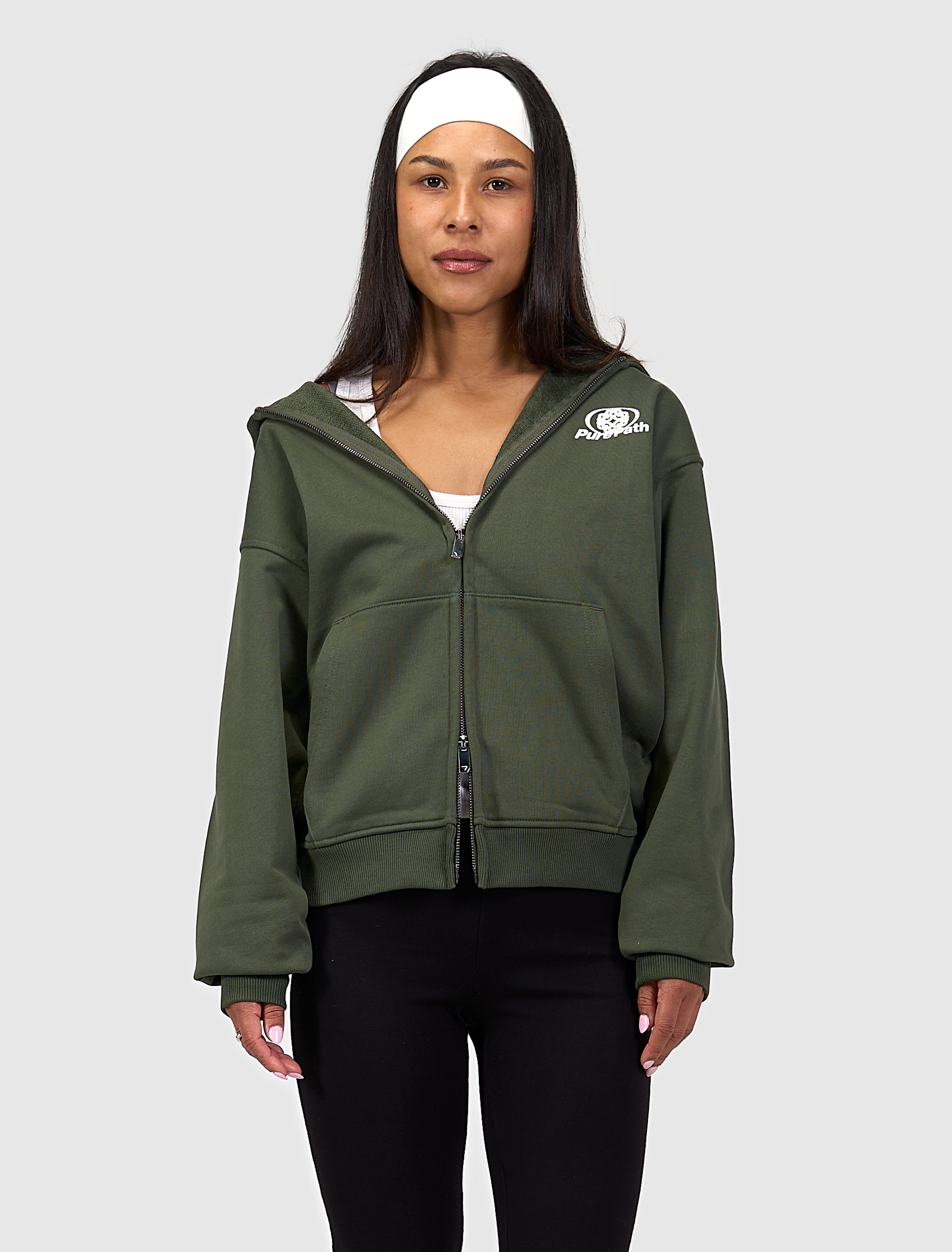 Two Way Full-zip Monogram Hoodie | Dark Army