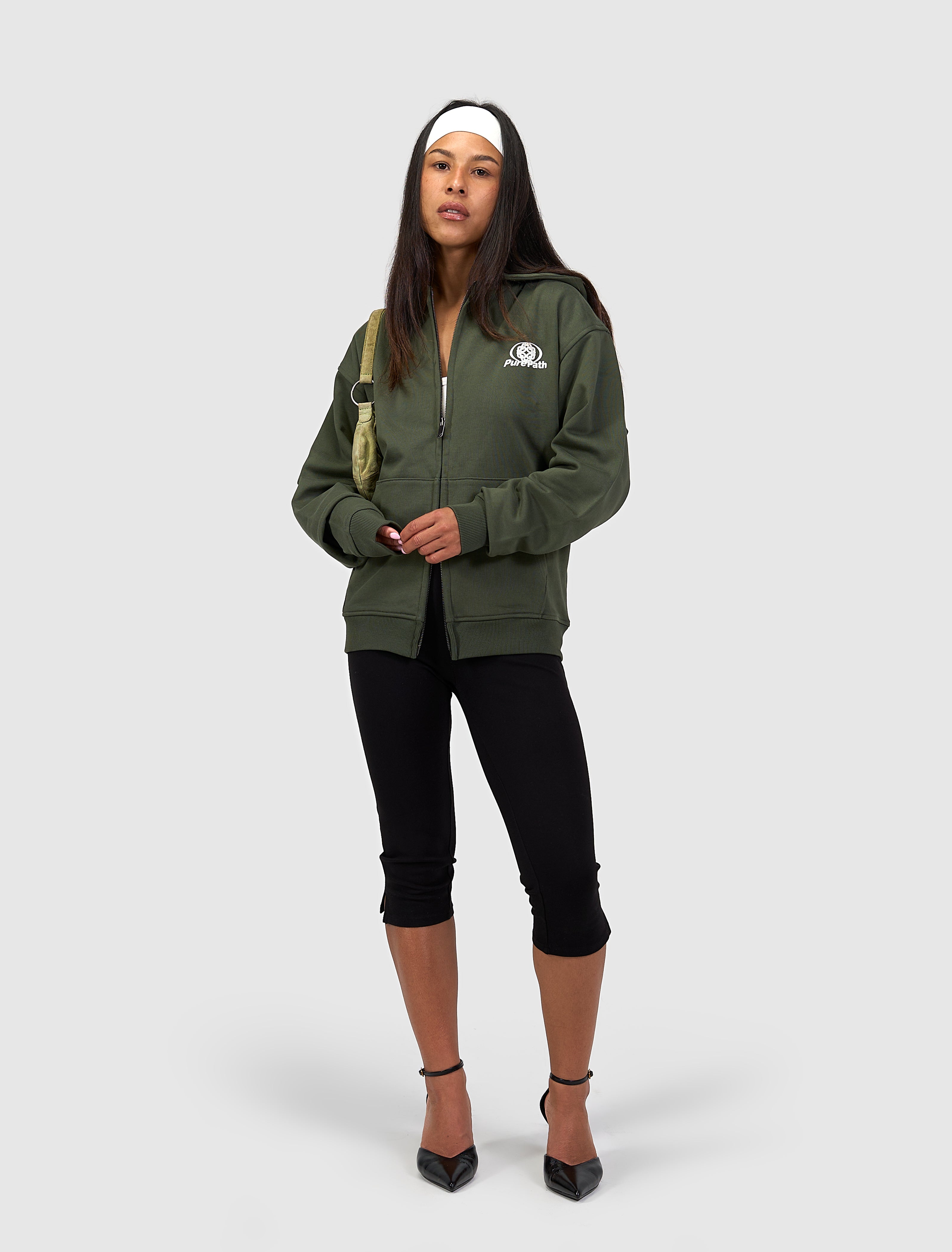 Two Way Full-zip Monogram Hoodie | Dark Army
