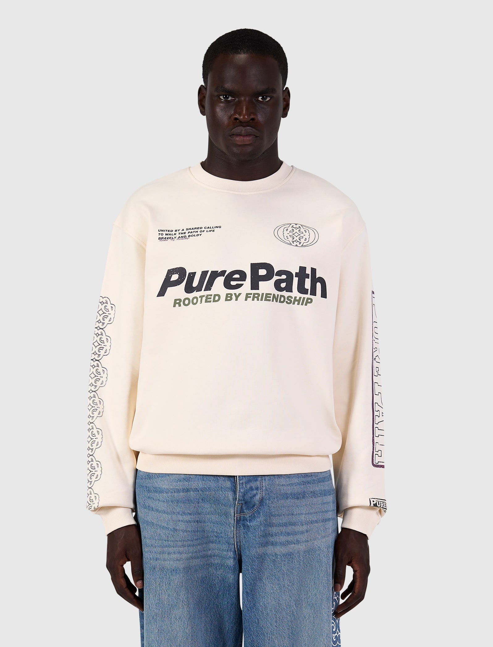 Rooted By Friendship Crest Sweater | Ecru