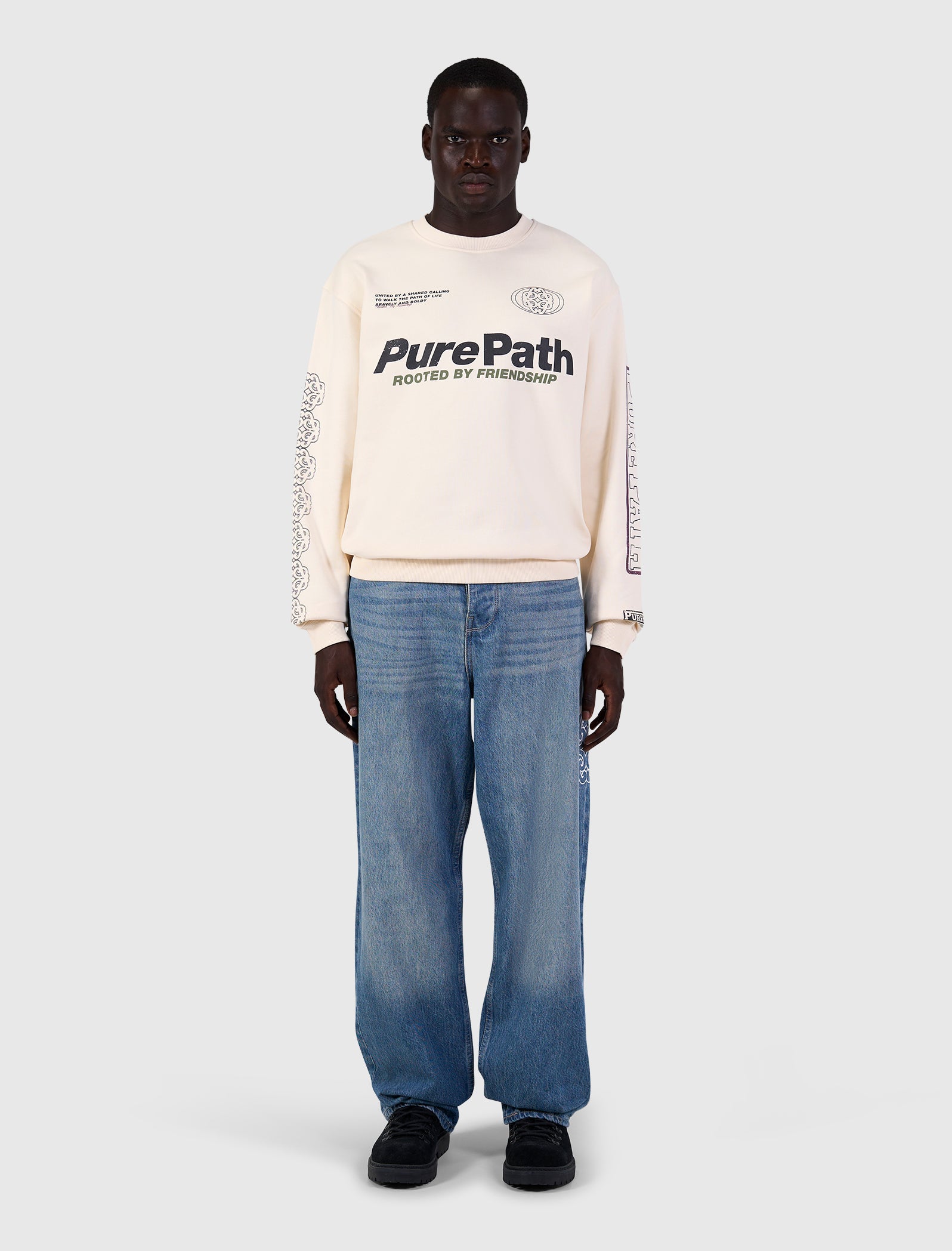 Rooted By Friendship Crest Sweater | Ecru