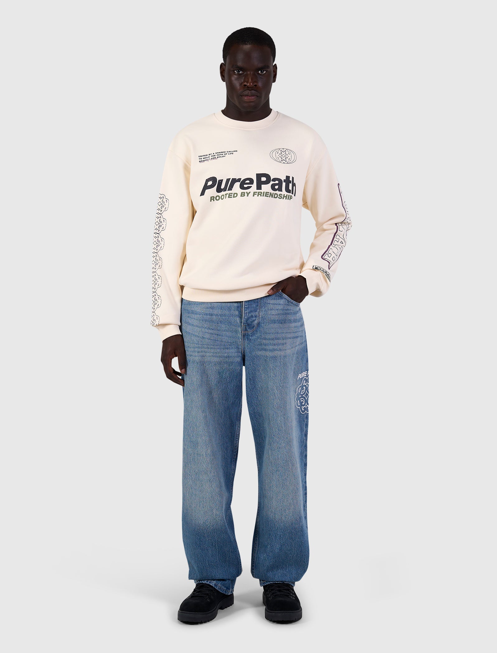 Rooted By Friendship Crest Sweater | Ecru
