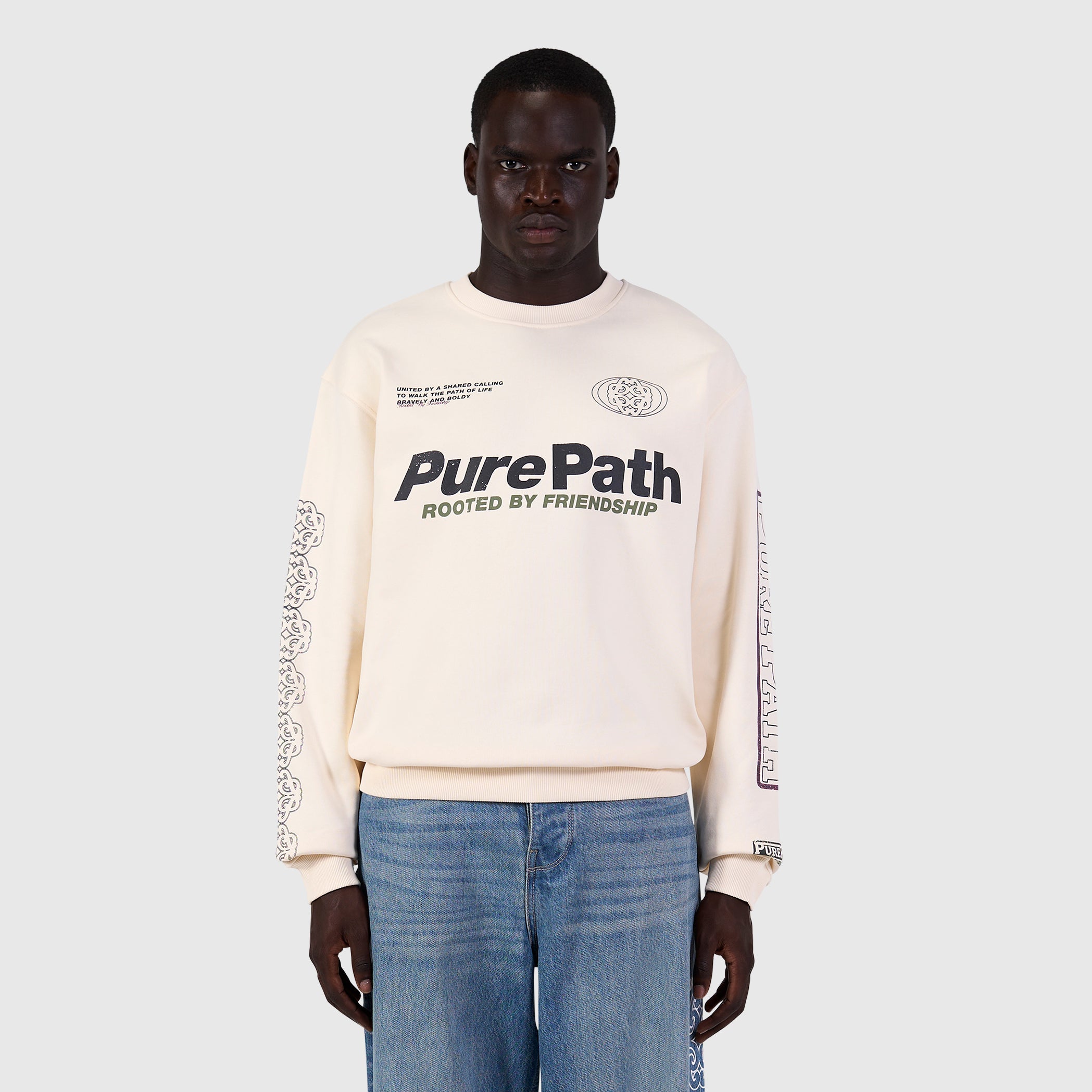 Rooted By Friendship Crest Sweater | Ecru