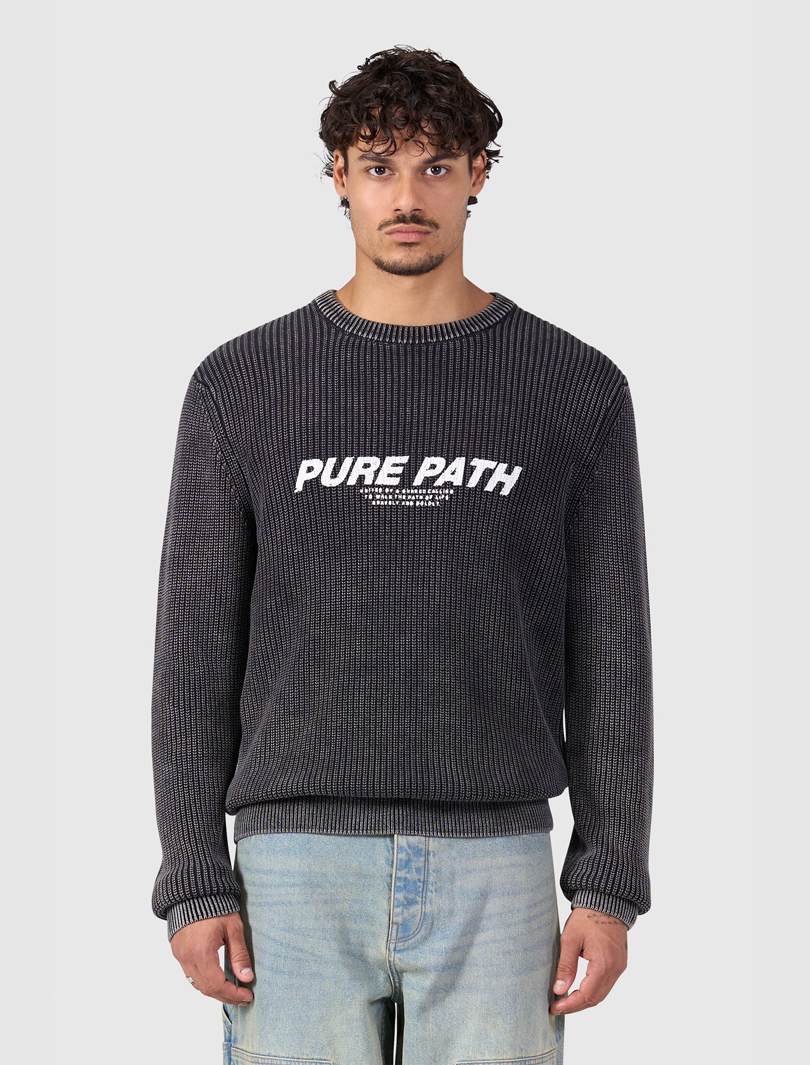 Washed United Knit Sweater | Black