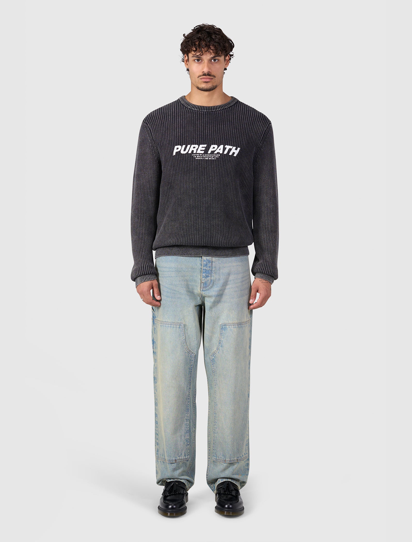 Washed United Knit Sweater | Black
