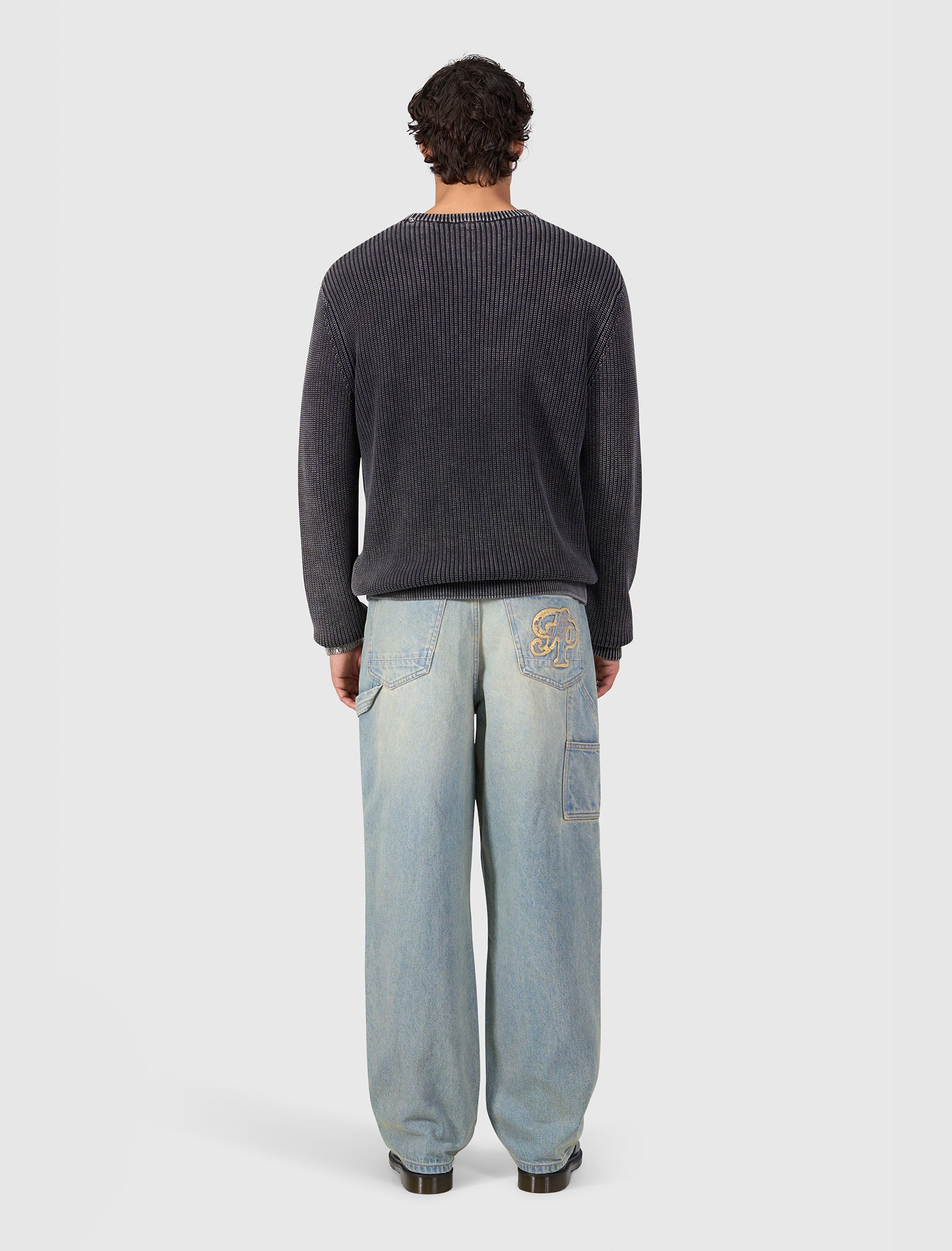 Washed United Knit Sweater | Black