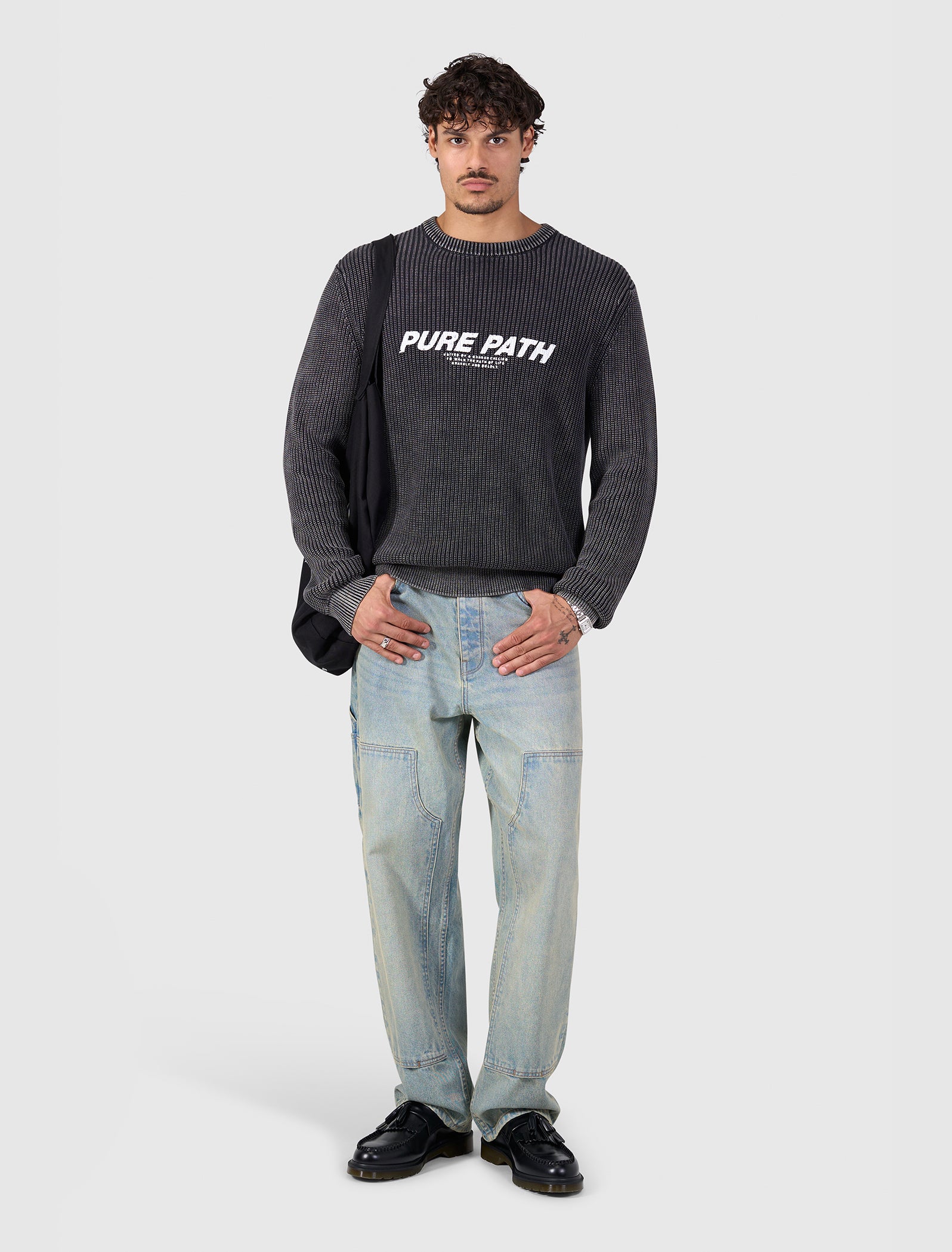 Washed United Knit Sweater | Black