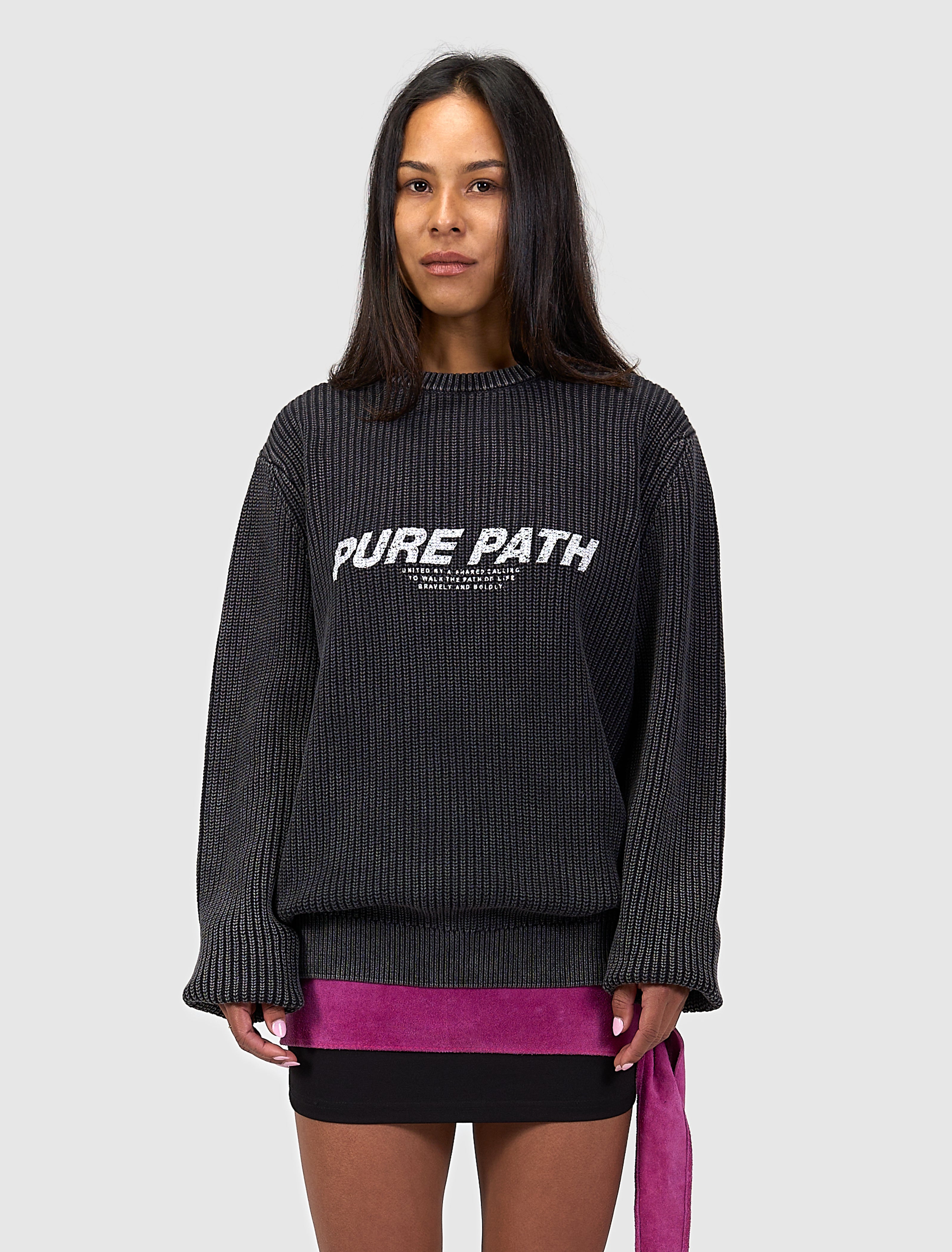 Washed United Knit Sweater | Black