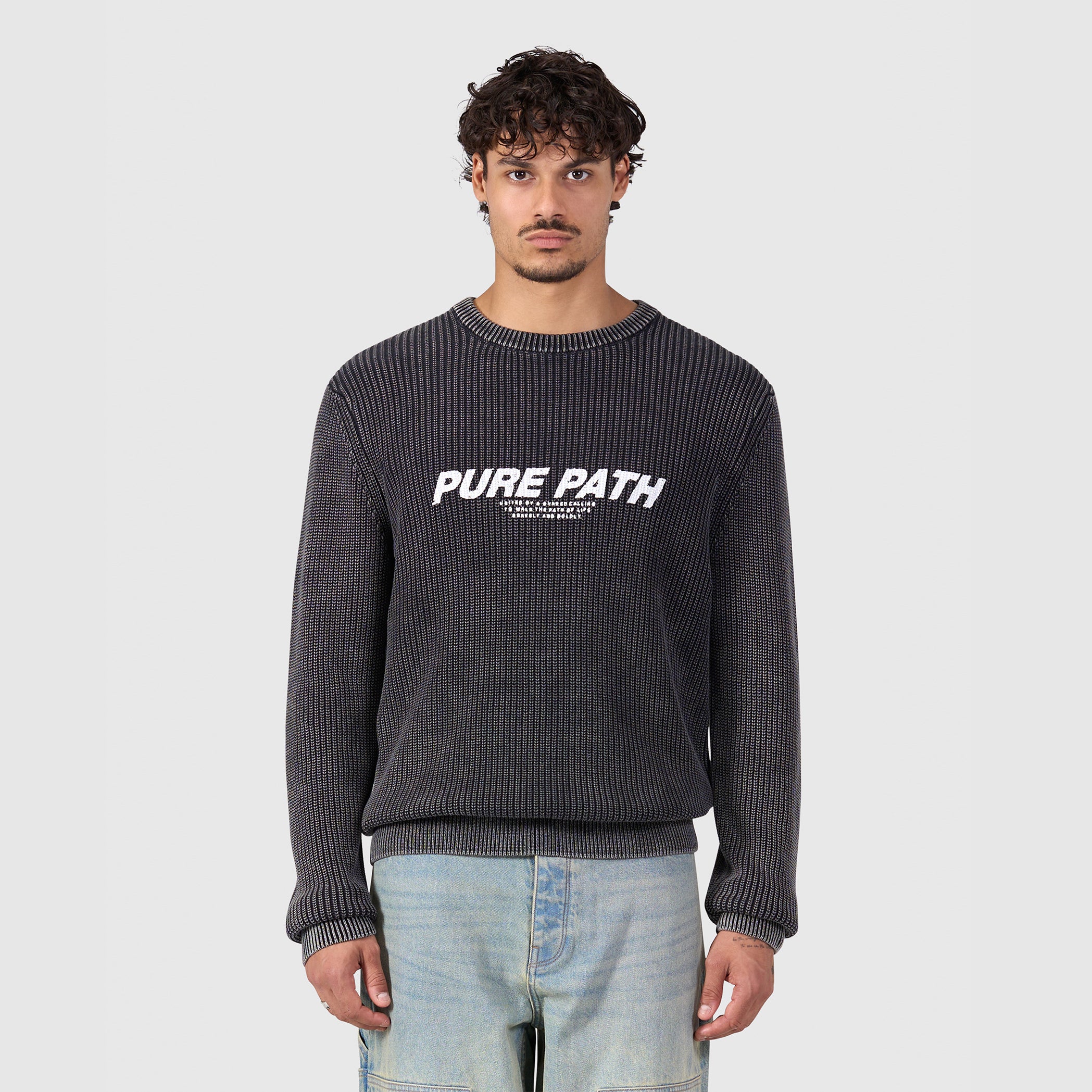 Washed United Knit Sweater | Black