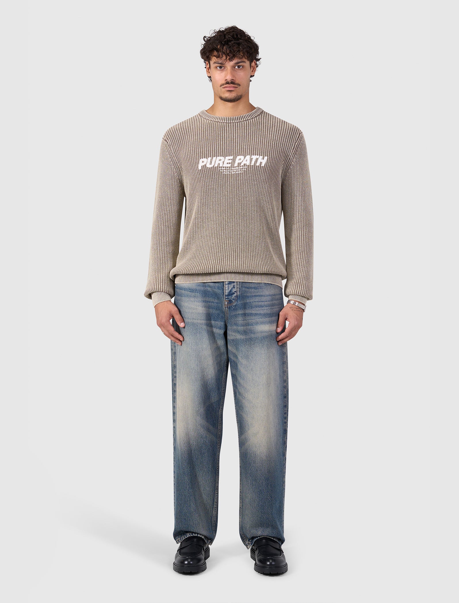 Washed United Knit Sweater | Taupe