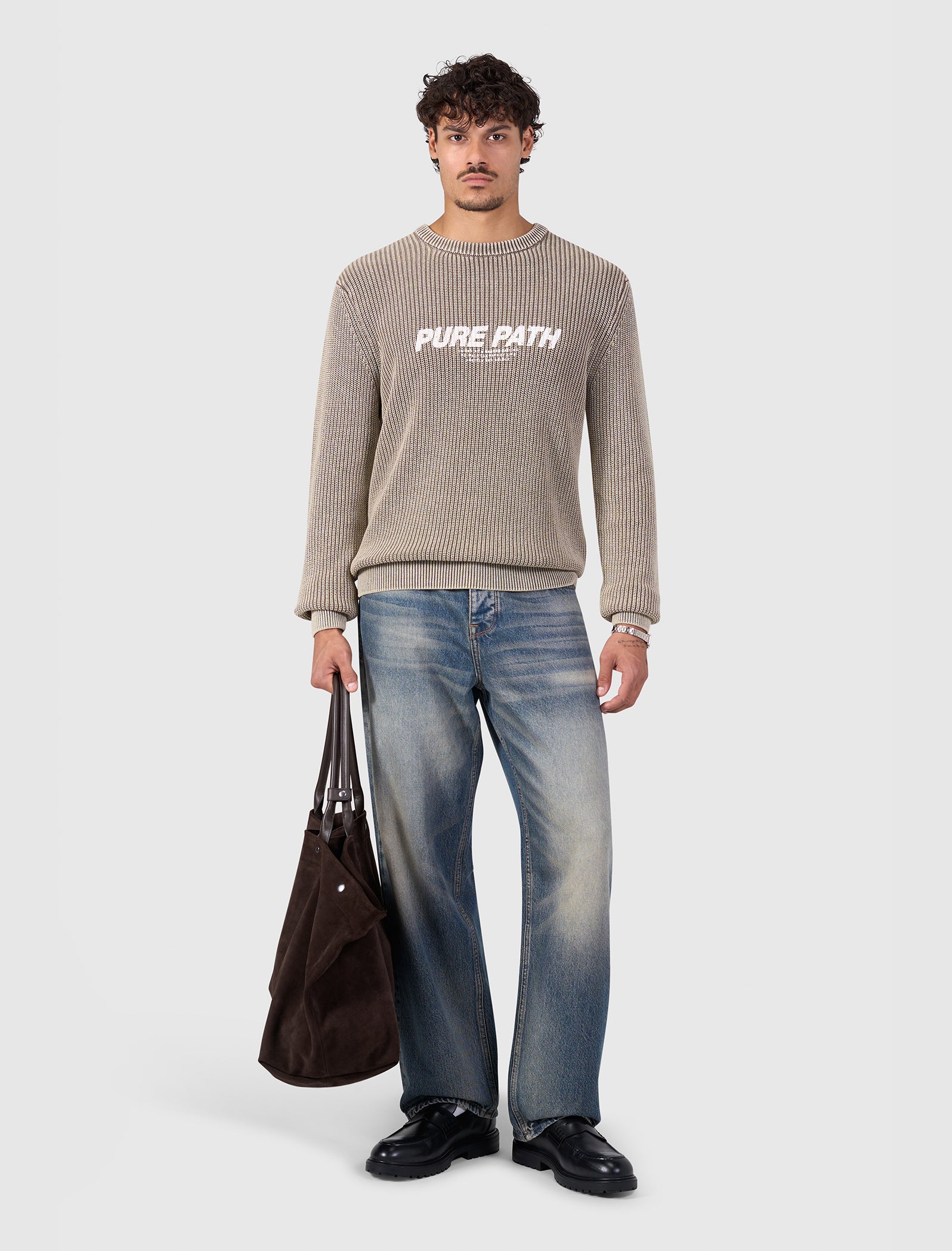 Washed United Knit Sweater | Taupe