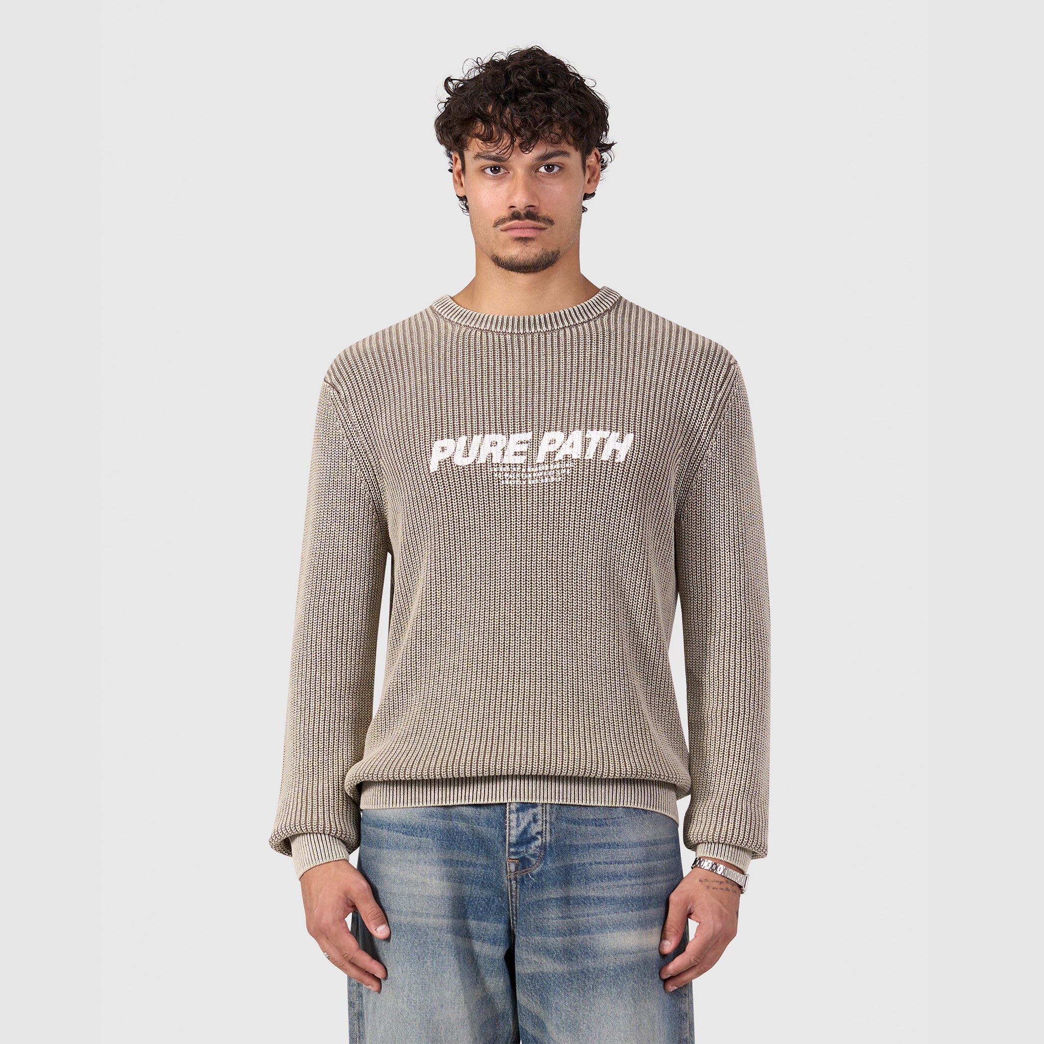 Washed United Knit Sweater | Taupe