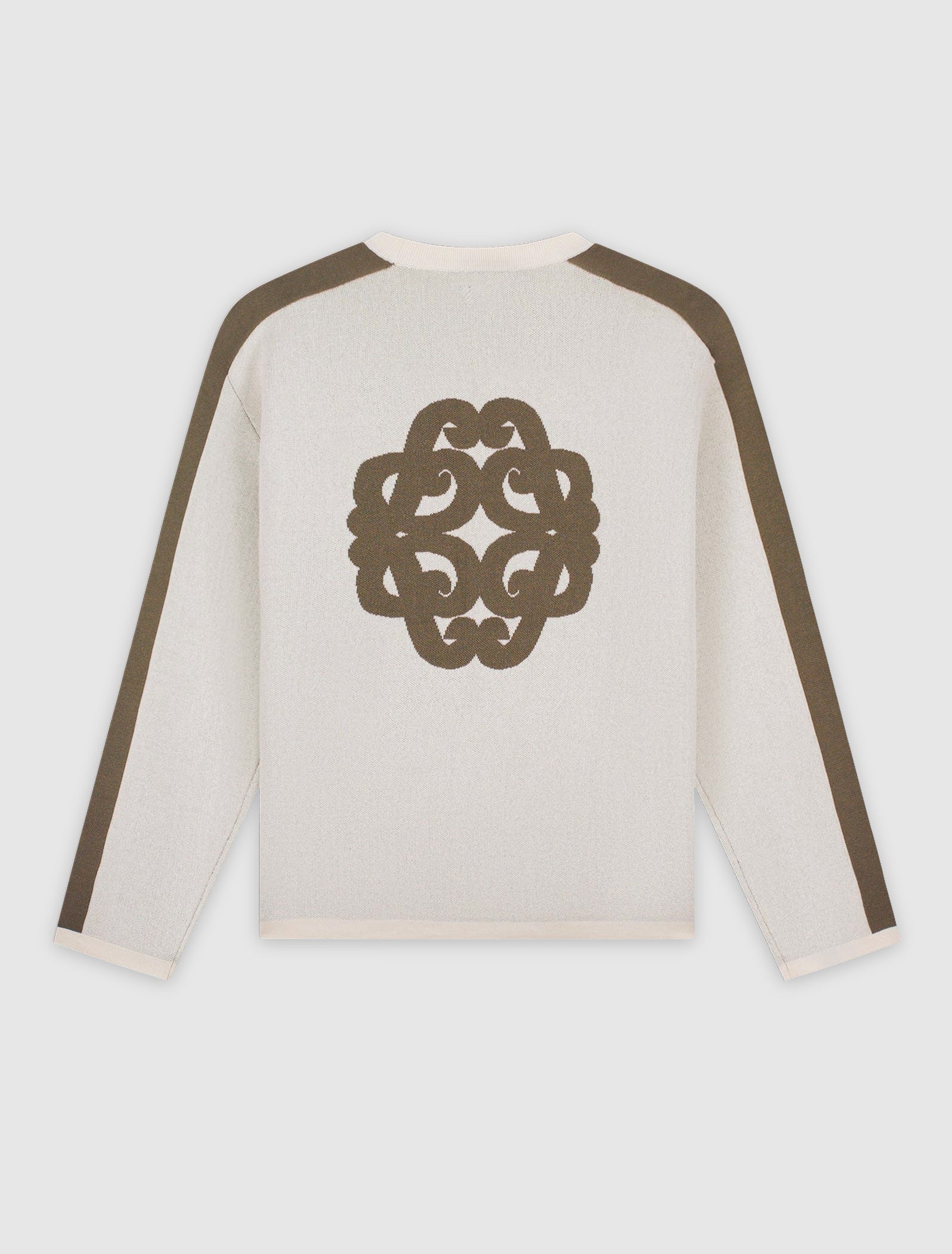 Jacquard Emblem Knit Sweater | Ecru