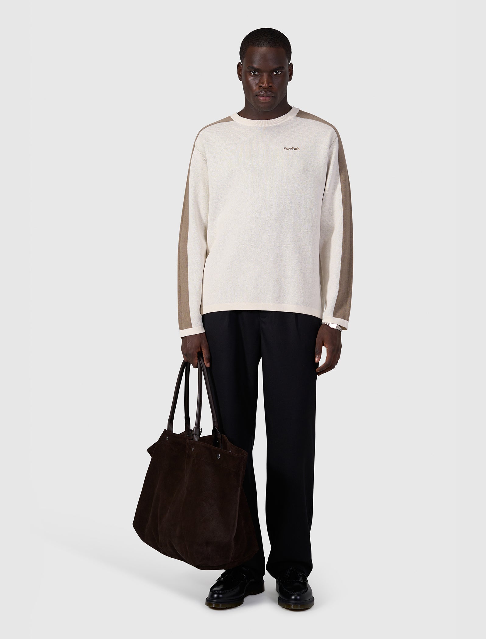 Jacquard Emblem Knit Sweater | Ecru