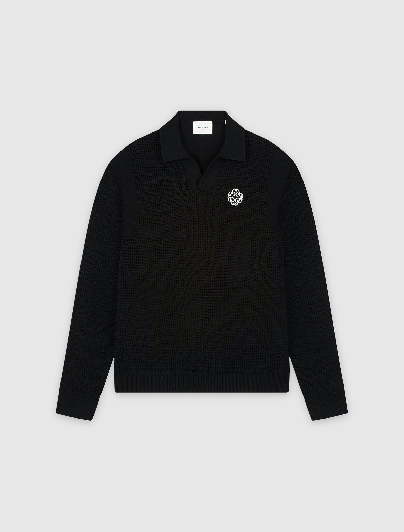 Emblem Knit Polo | Black