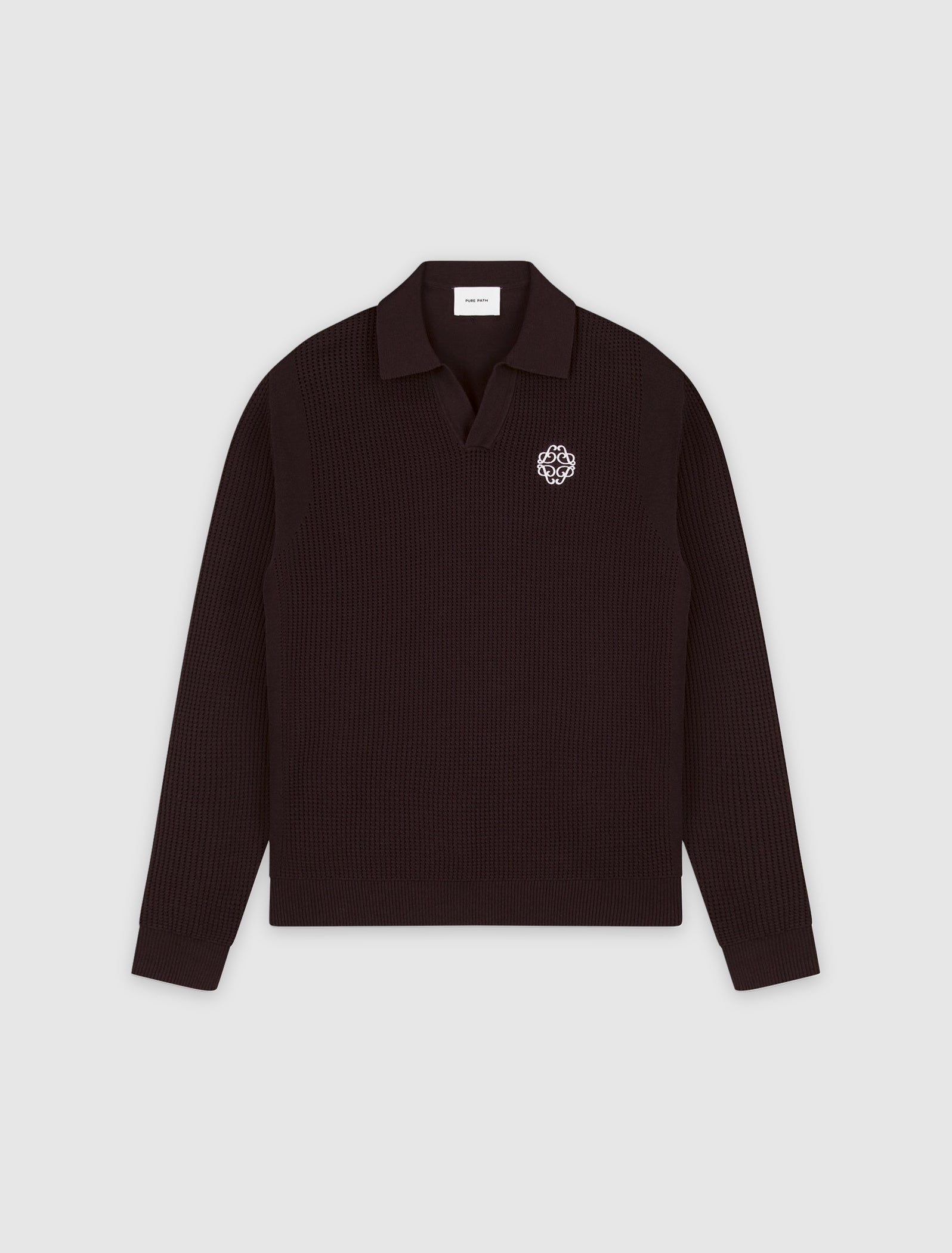 Emblem Knit Polo | Dark Brown