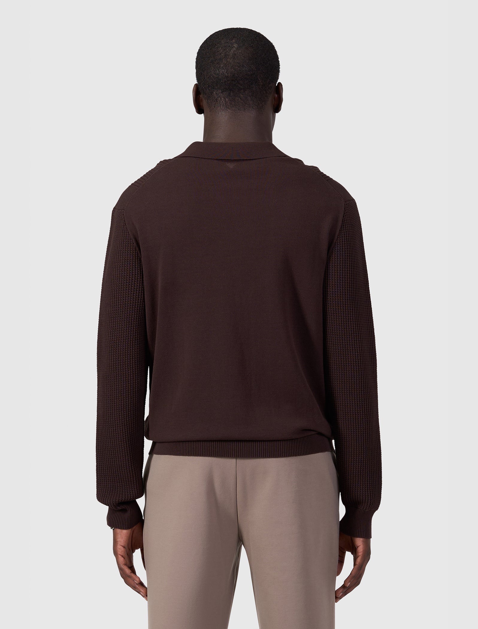 Emblem Knit Polo | Dark Brown