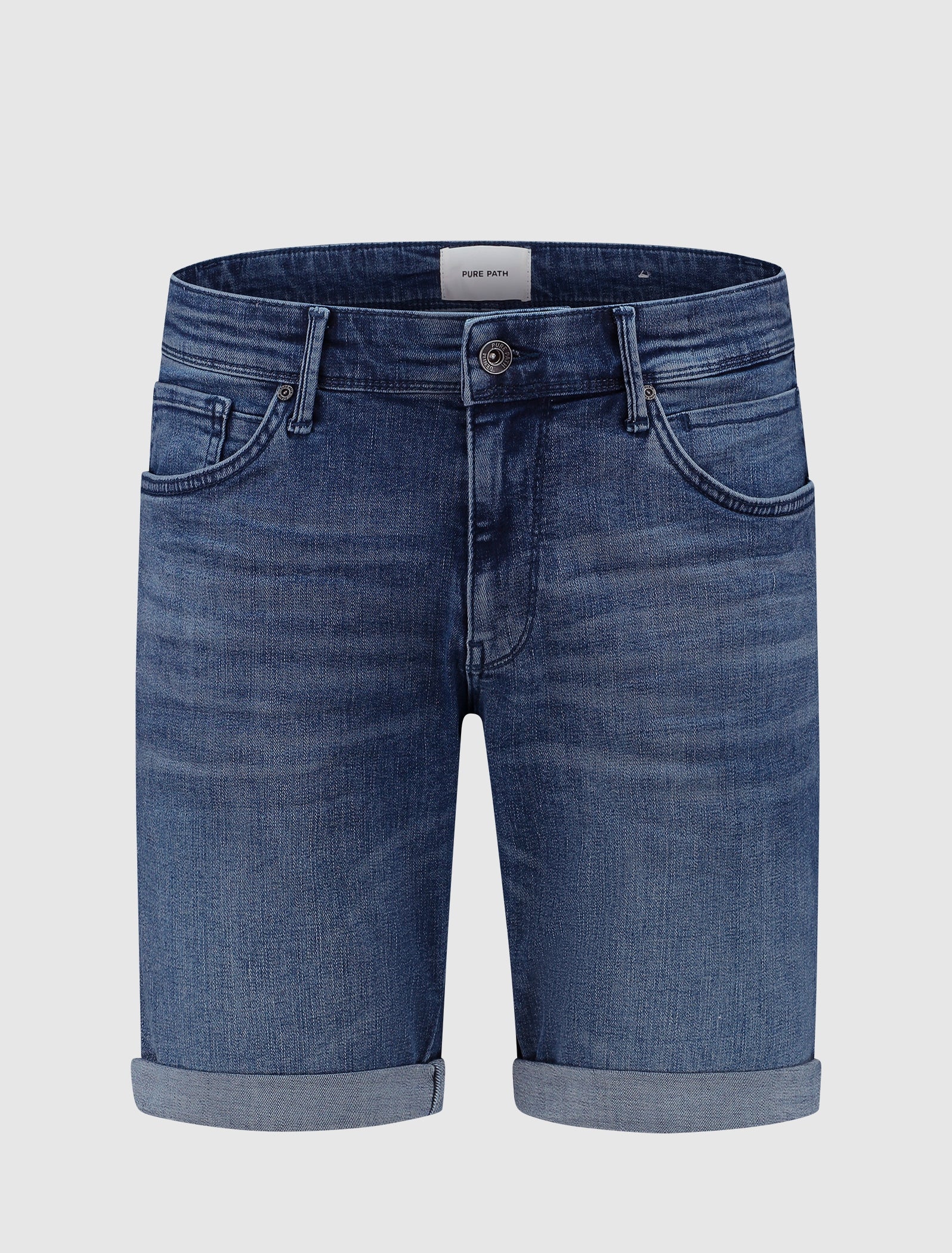 The Steve Skinny Fit Shorts | Denim Mid Blue
