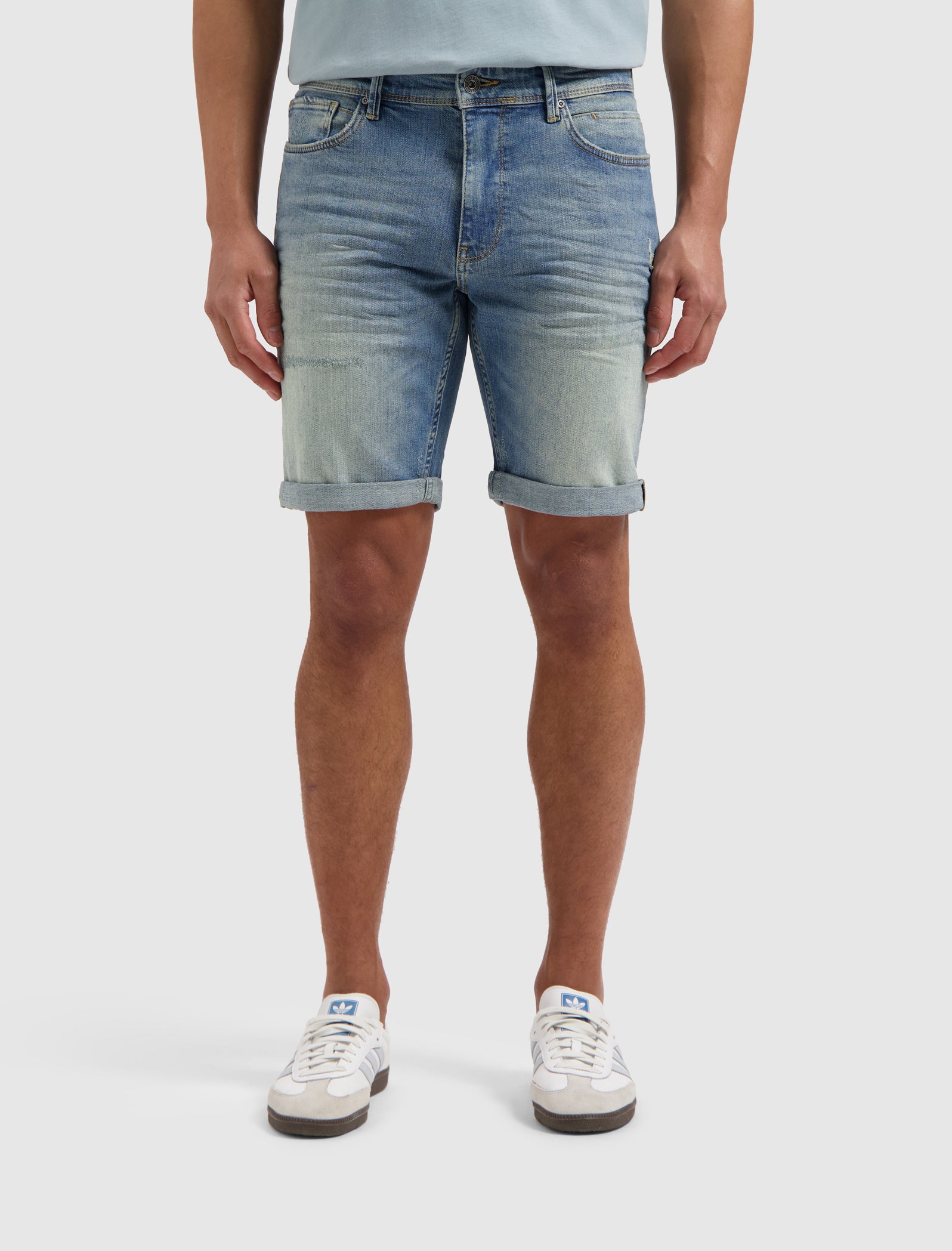 The Miles Slim Fit Shorts | Denim Blue Green