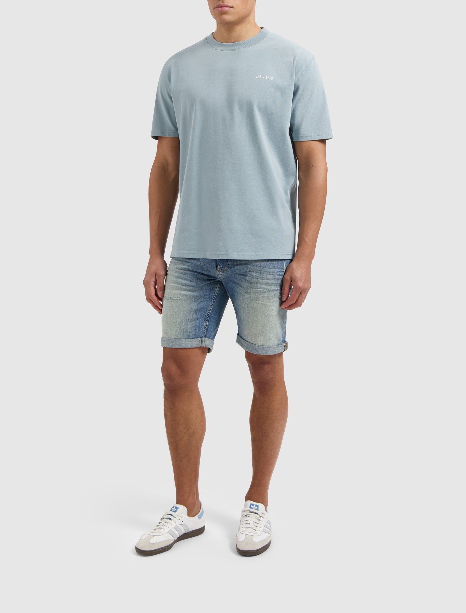 The Miles Slim Fit Shorts | Denim Blue Green