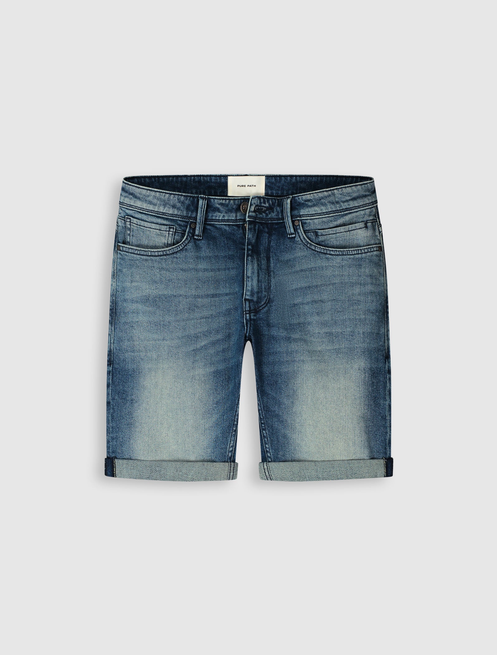 The Steve Skinny Fit Short | Denim Blue Green