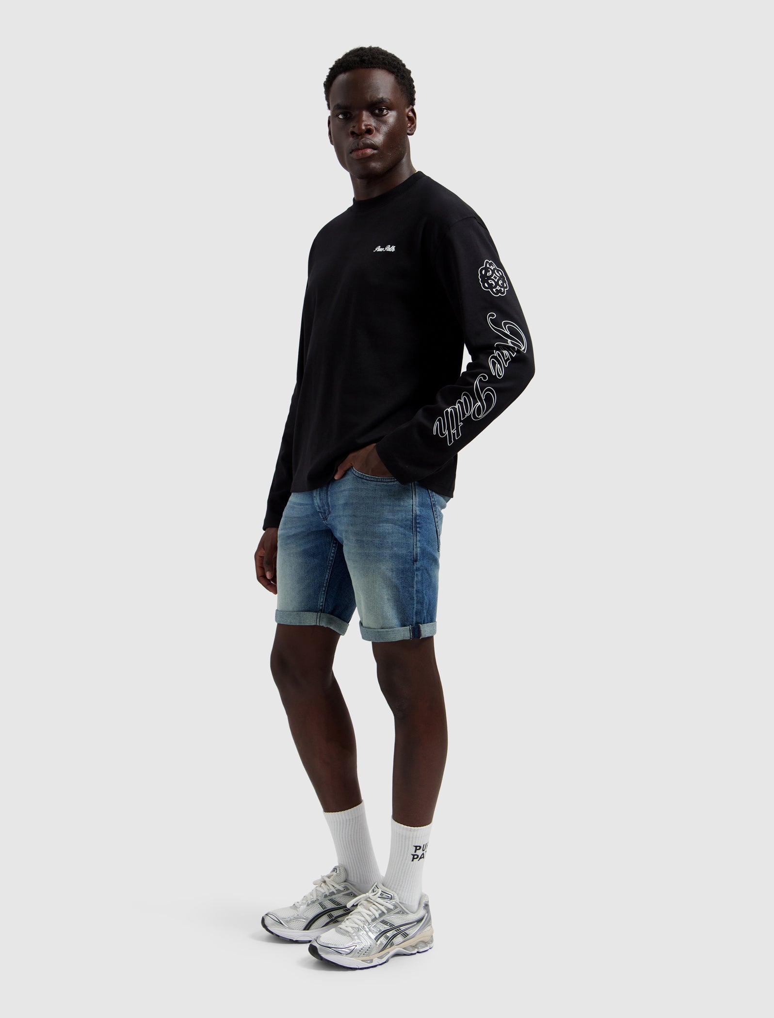 The Steve Skinny Fit Short | Denim Blue Green