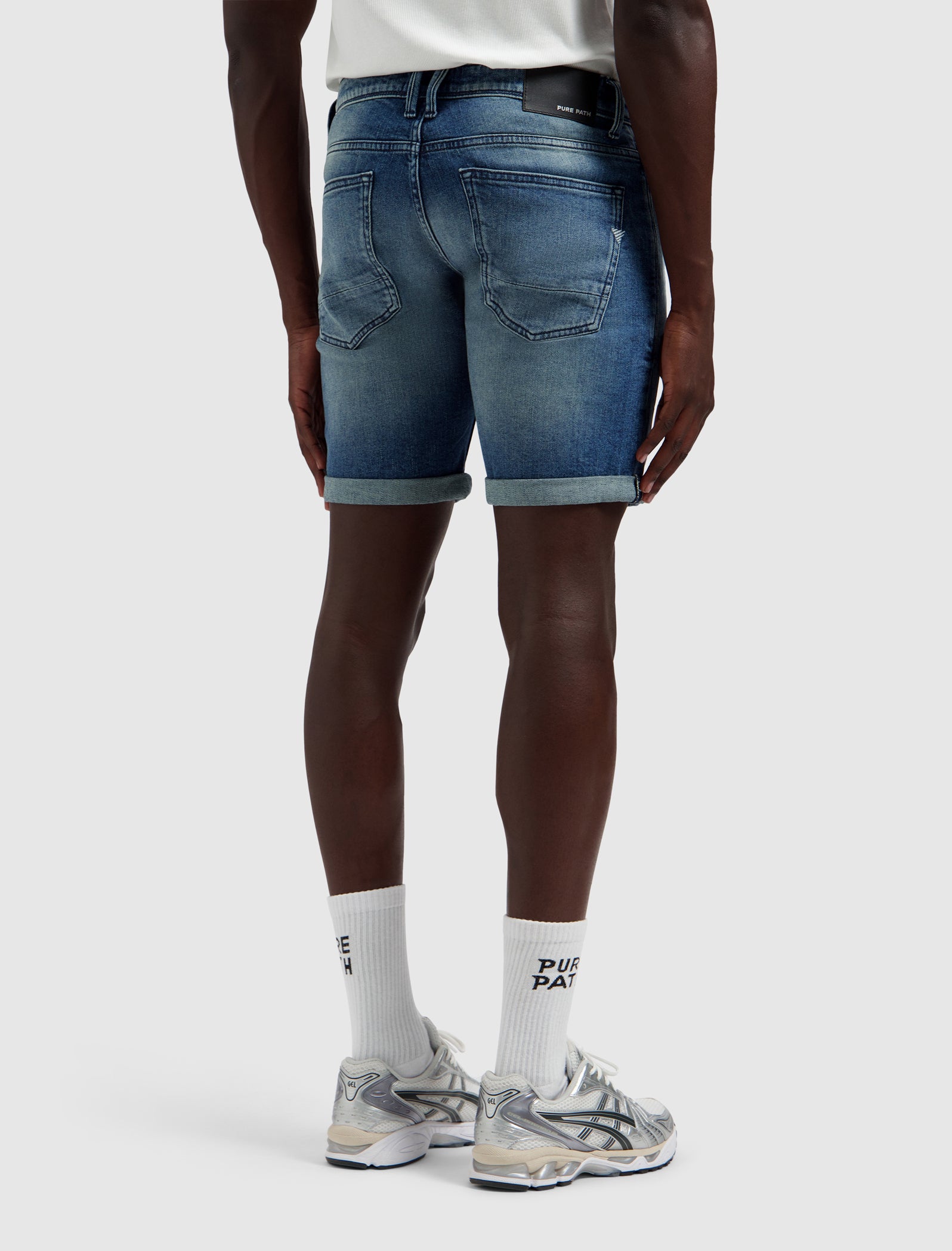 The Steve Skinny Fit Short | Denim Blue Green
