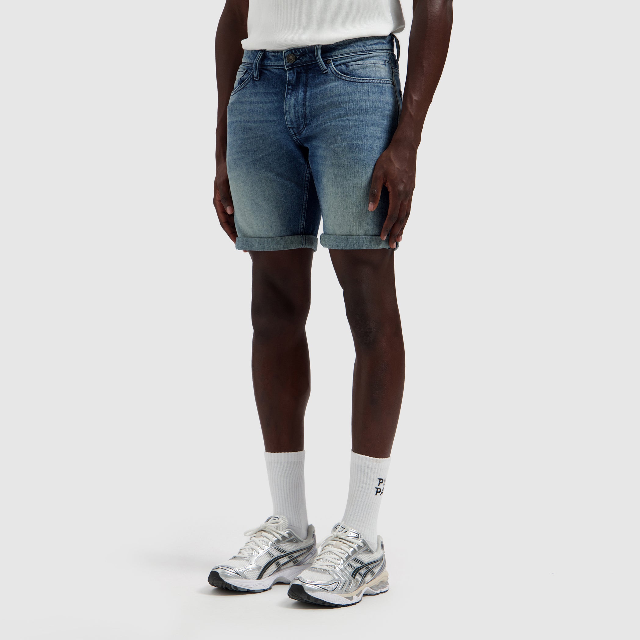The Steve Skinny Fit Short | Denim Blue Green
