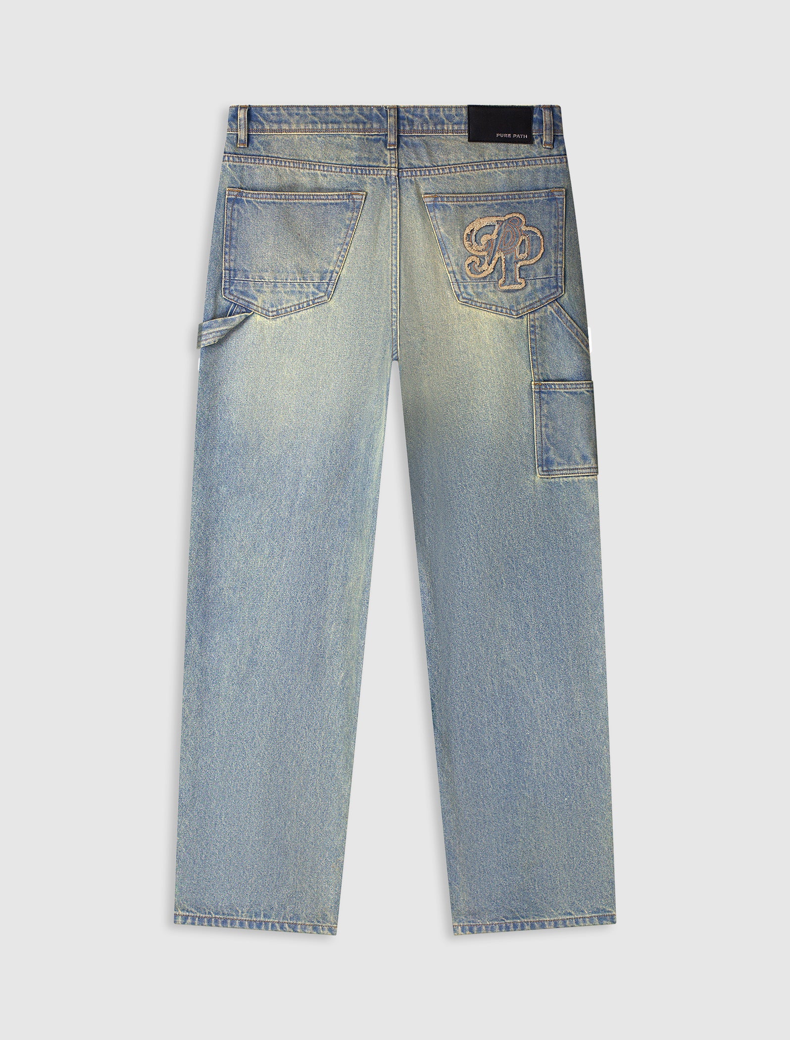 Relaxed Straight Fit Worker Jeans | Denim Blue Green
