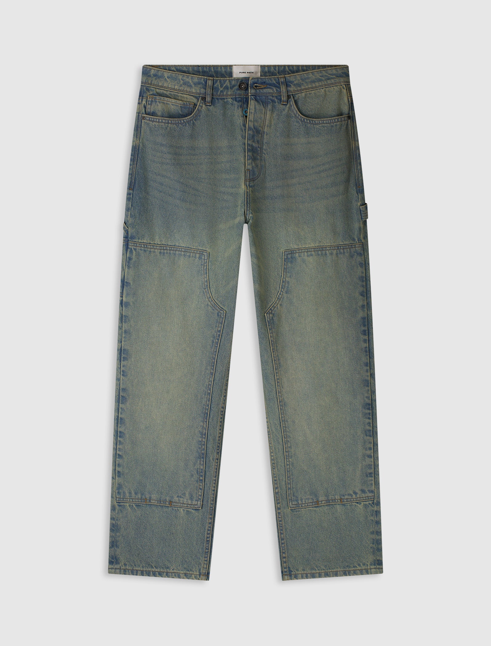 Relaxed Straight Fit Worker Jeans | Denim Blue Green